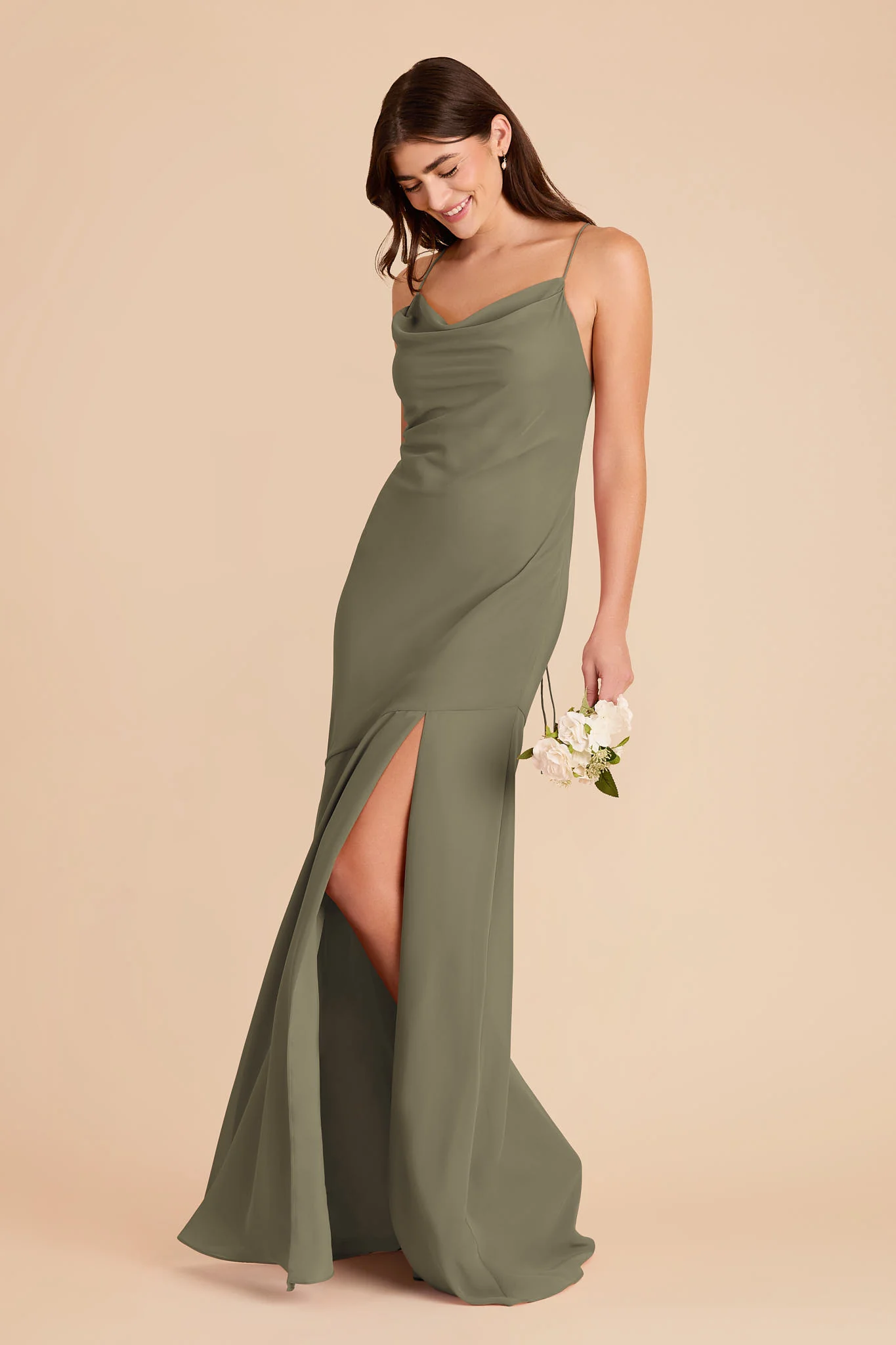 Olivia Chiffon Dress - Thyme - Image 3