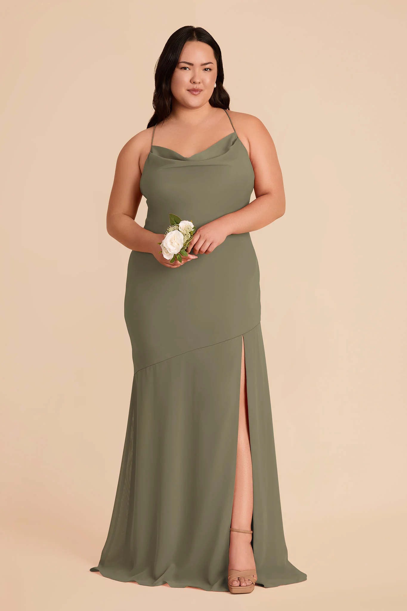 Olivia Chiffon Dress - Thyme - Image 6