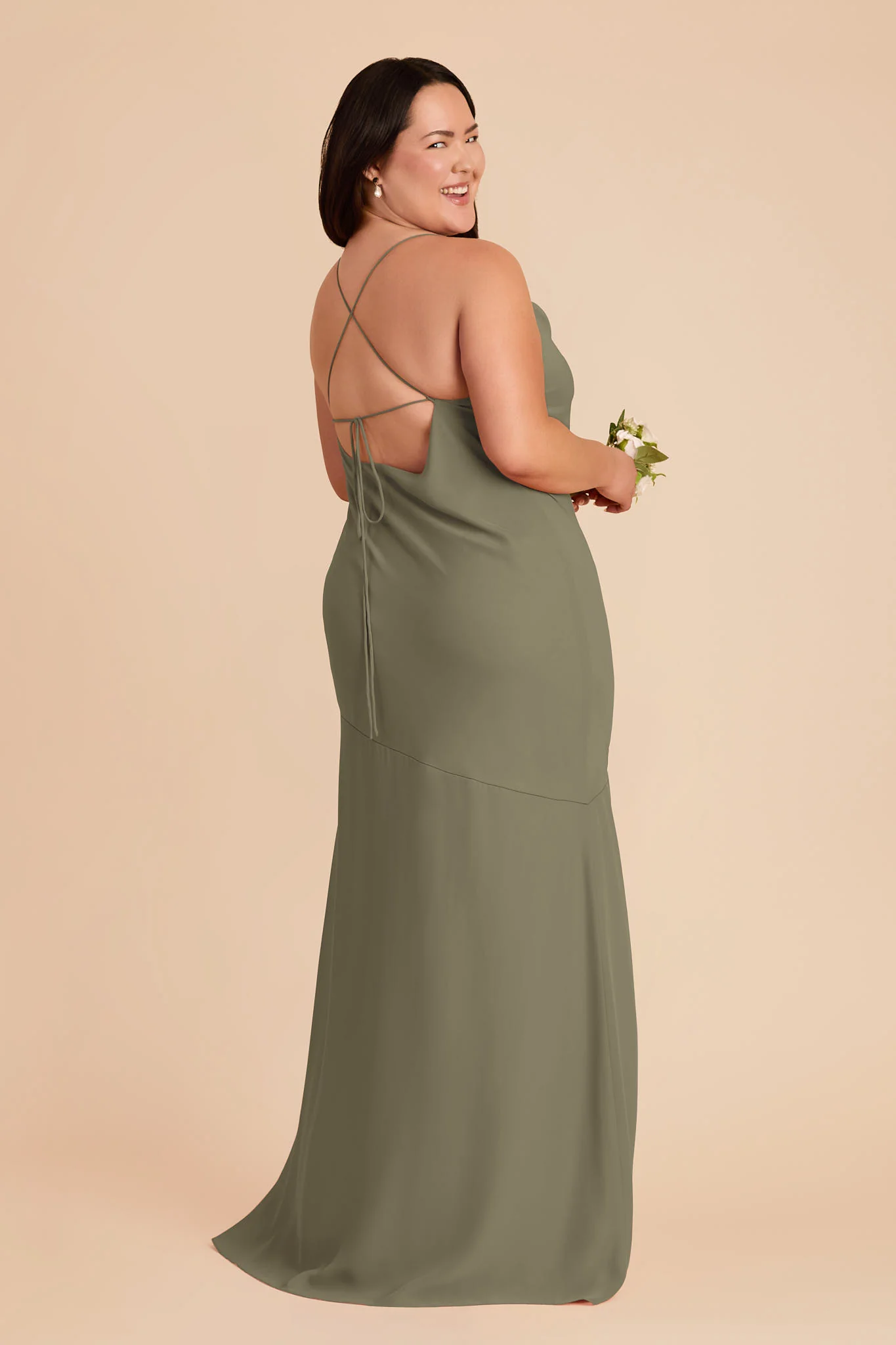 Olivia Chiffon Dress - Thyme - Image 7