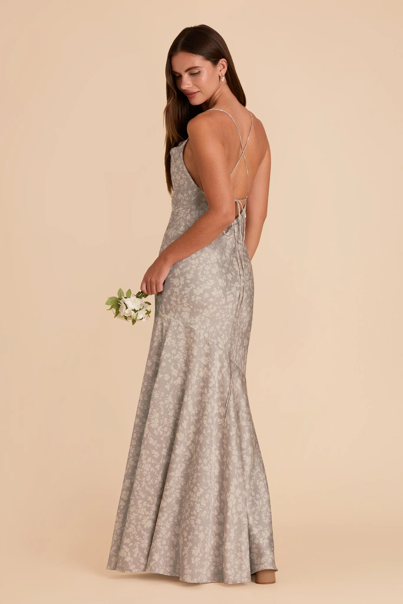 Olivia Matte Satin Dress - Almond Dreamy Floral - Image 4