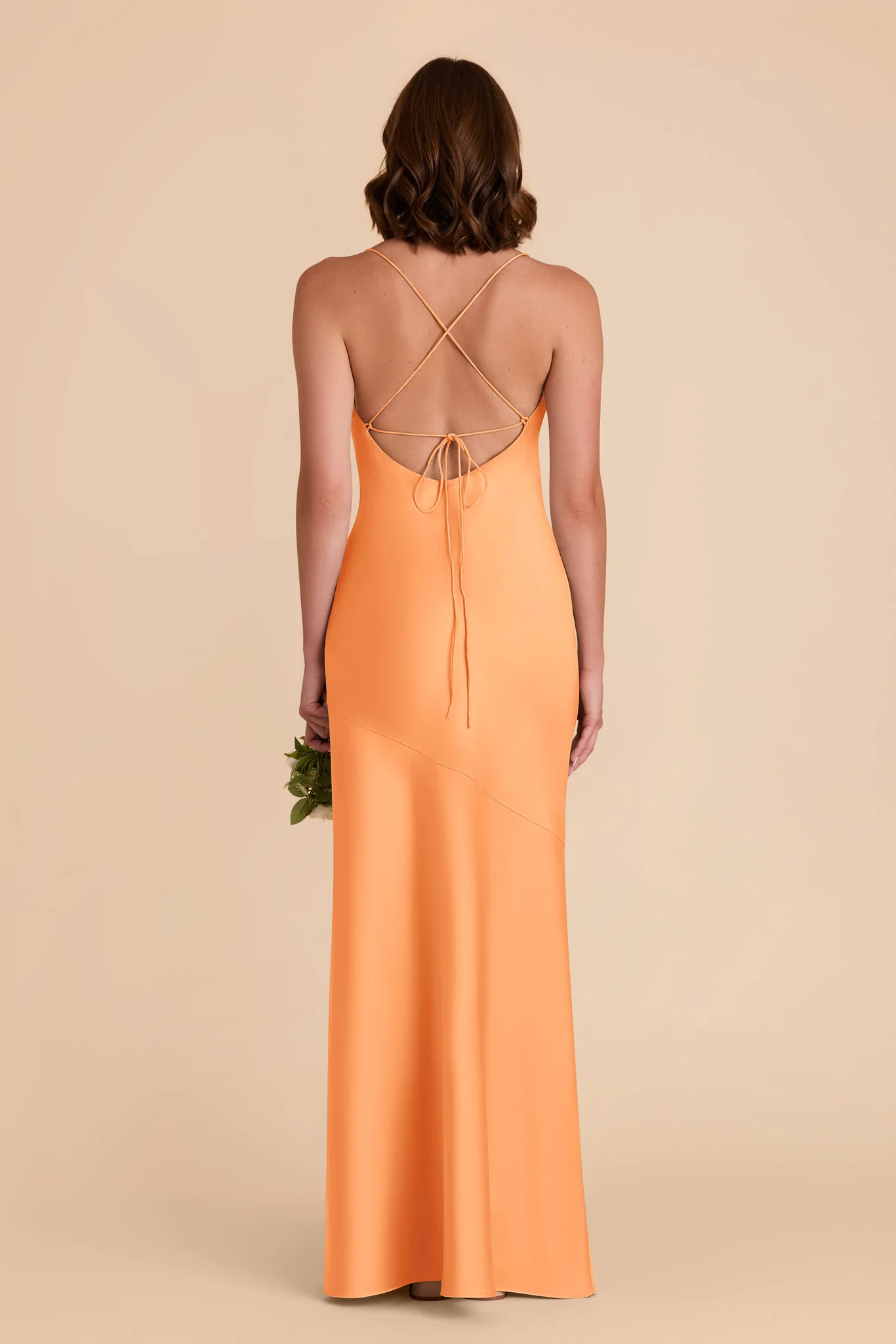 Olivia Matte Satin Dress - Apricot - Image 6