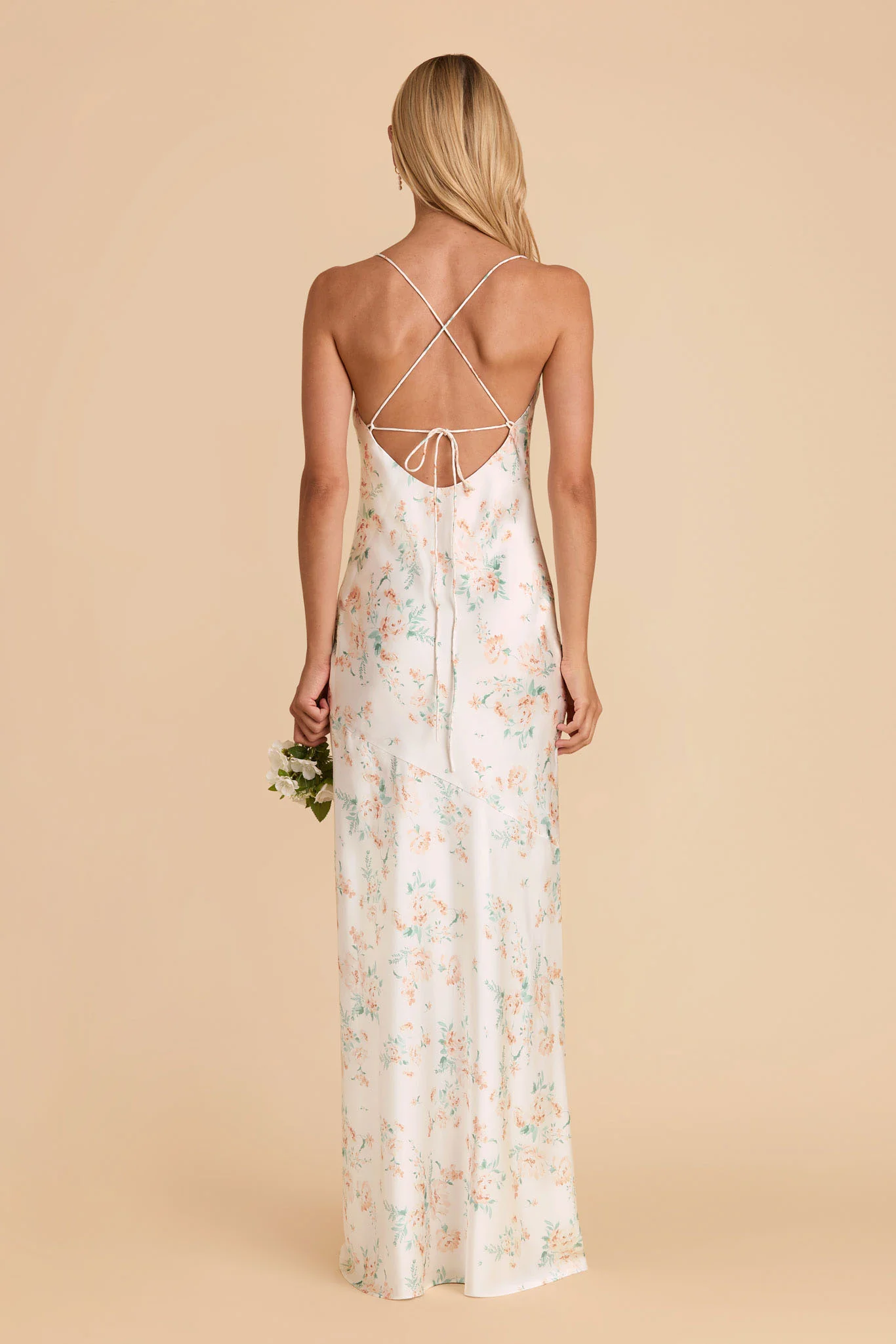 Olivia Matte Satin Dress - Apricot Whimsical Blooms - Image 5
