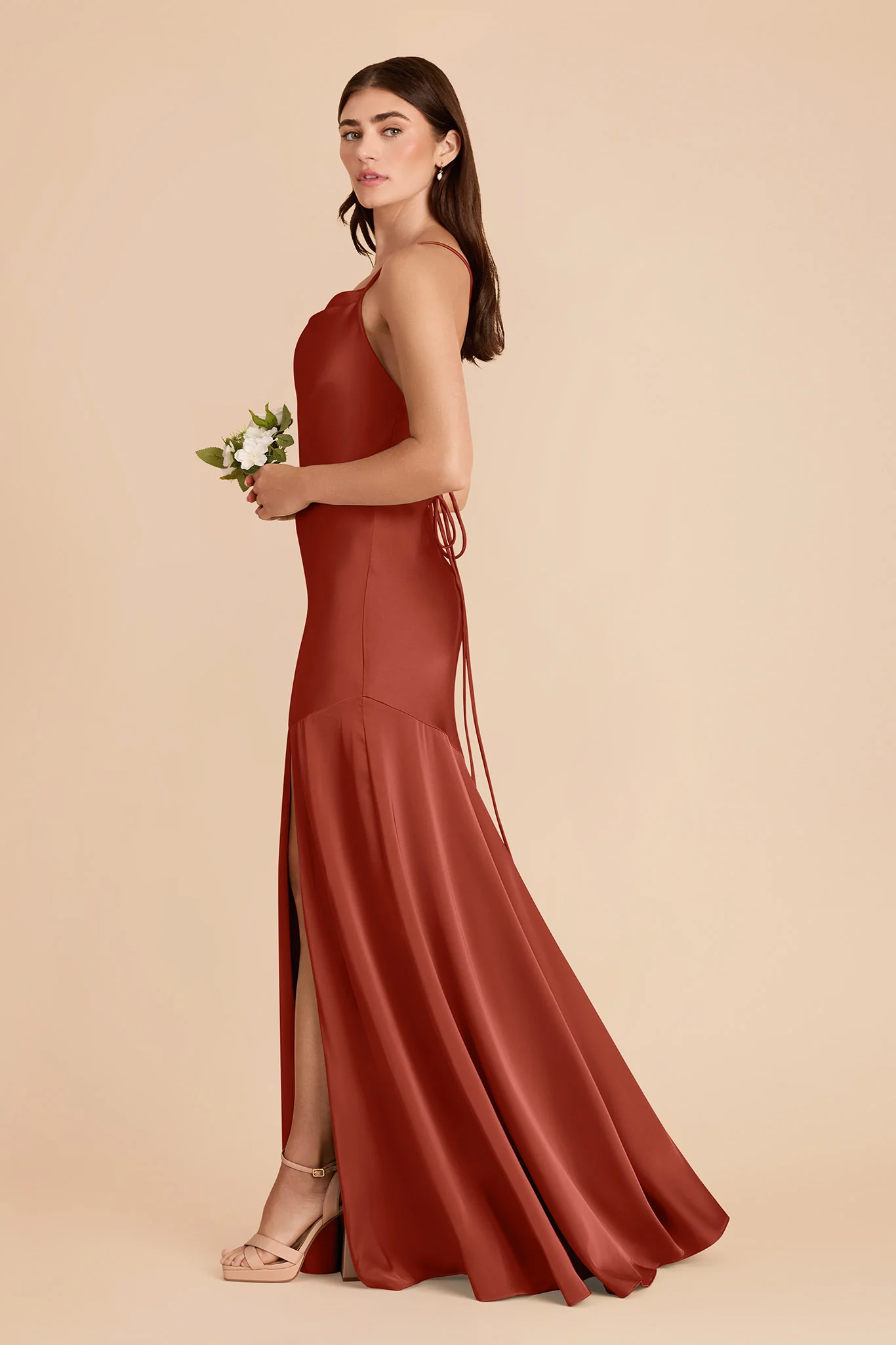 Olivia Matte Satin Dress - Auburn - Image 5