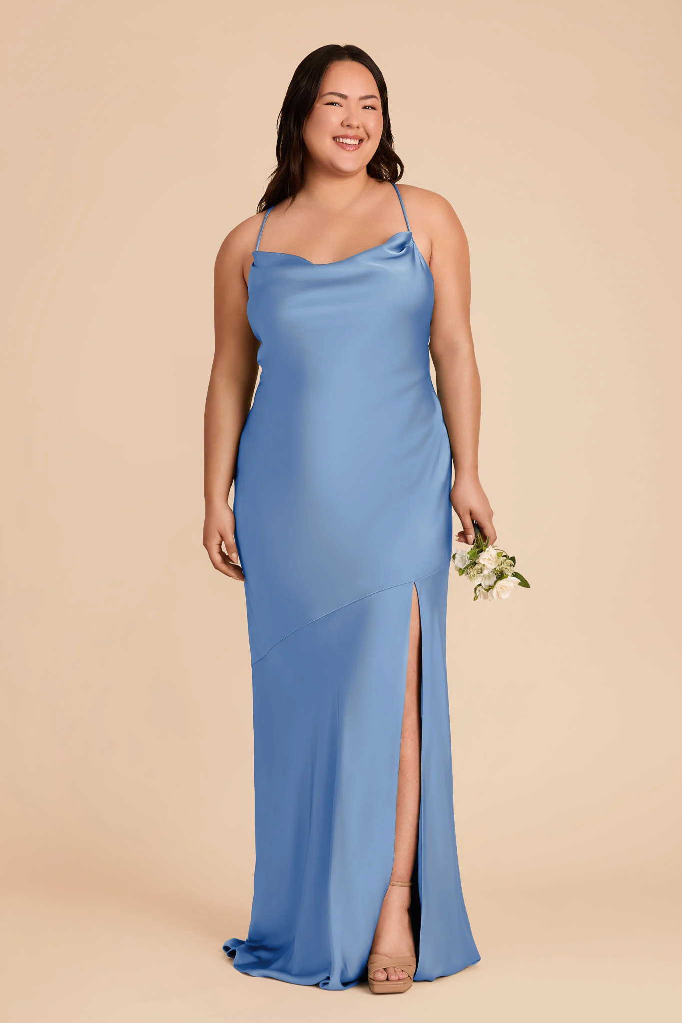 Olivia Matte Satin Dress - Bluebell - Image 2