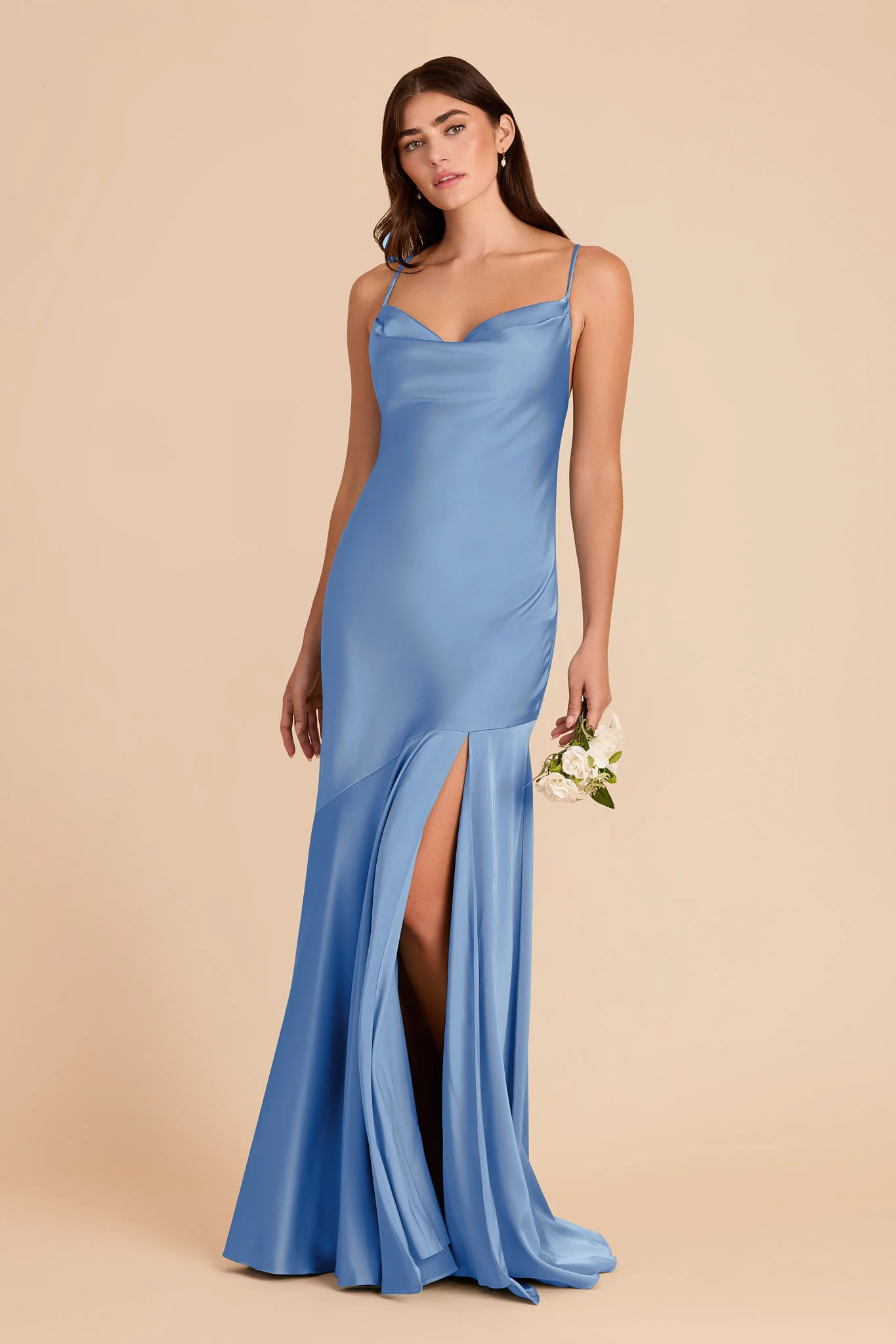 Olivia Matte Satin Dress - Bluebell - Image 3