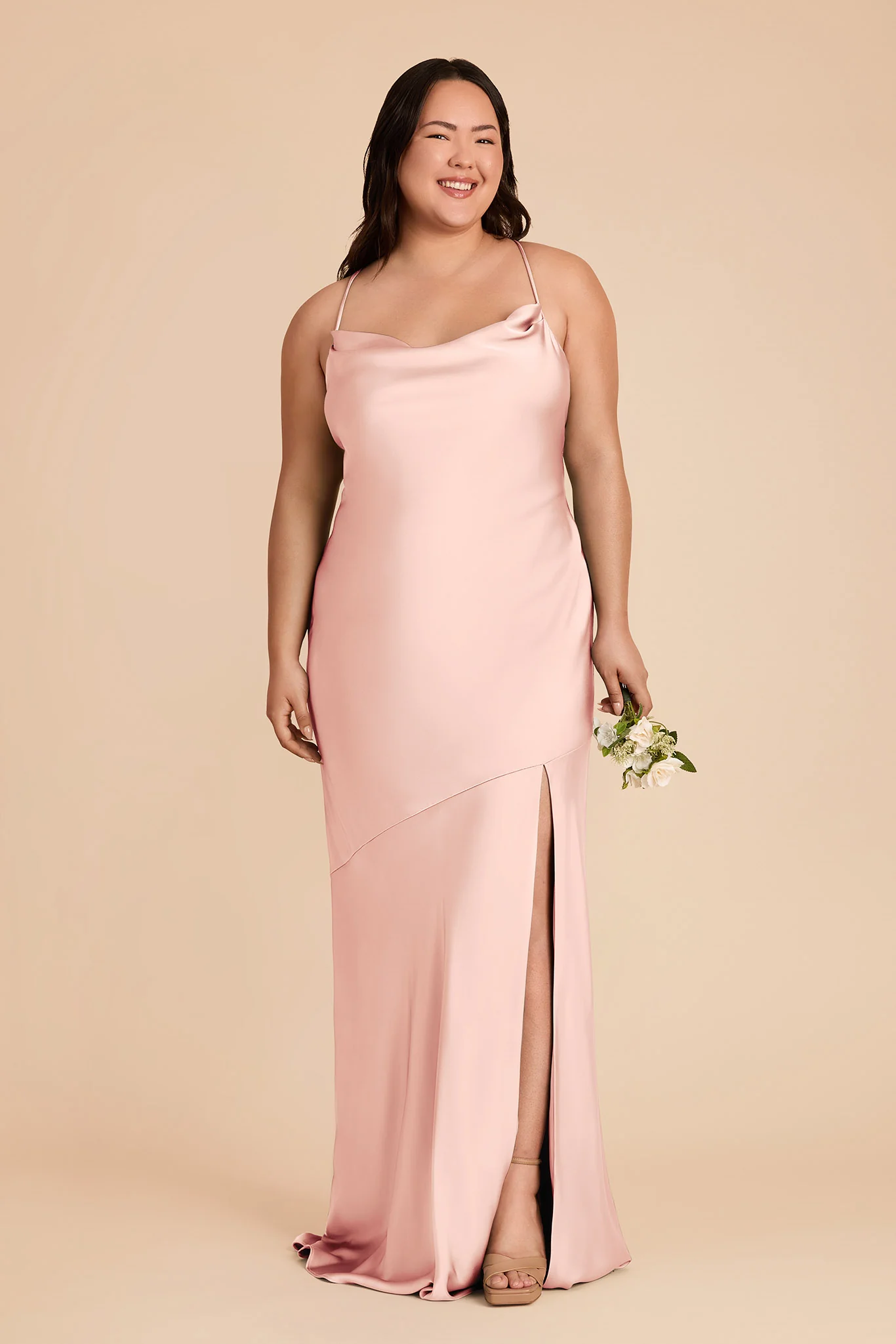 Olivia Matte Satin Dress - Blush Pink - Image 2