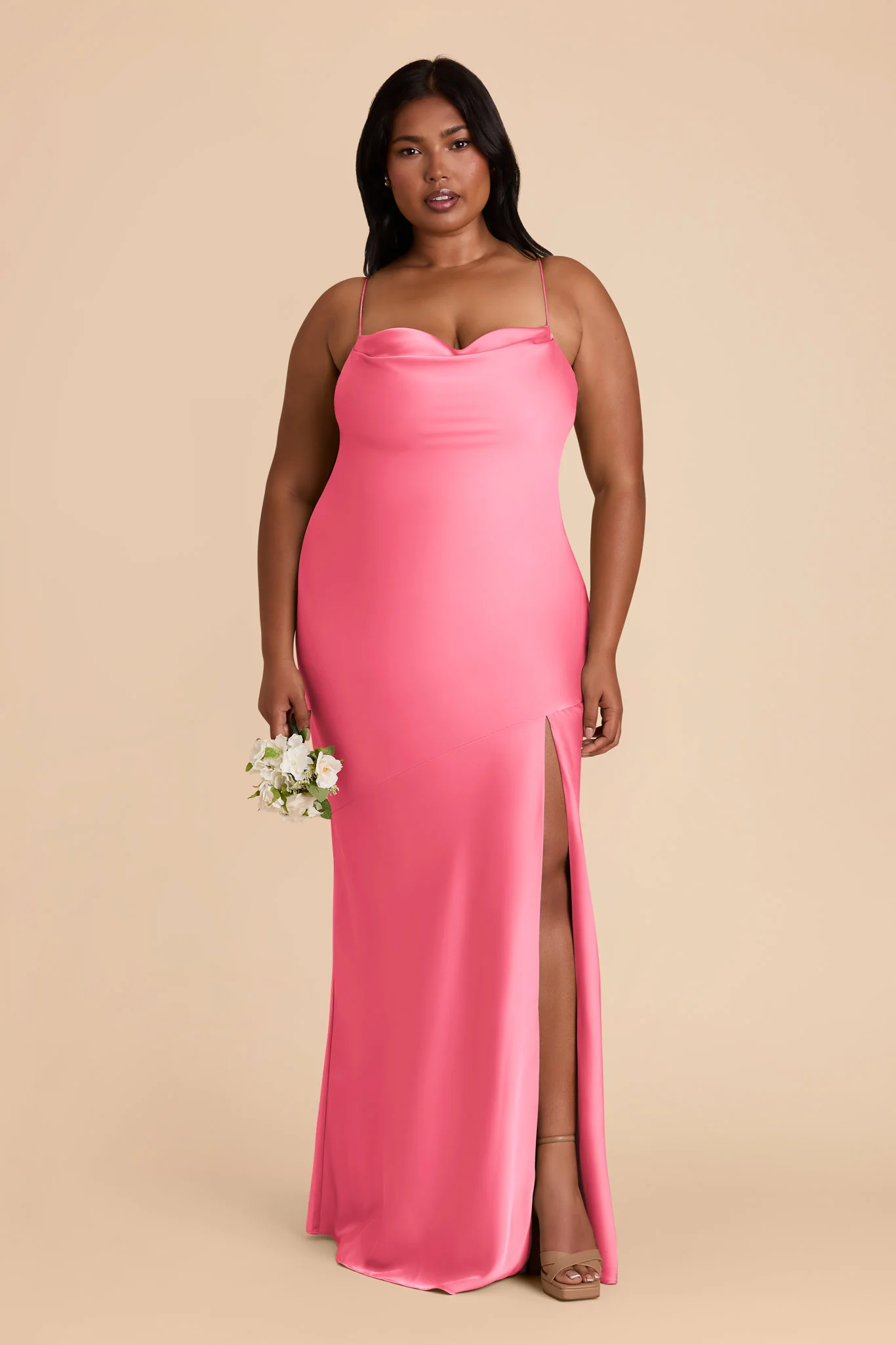 Olivia Matte Satin Dress - Bon Bon Pink - Image 2