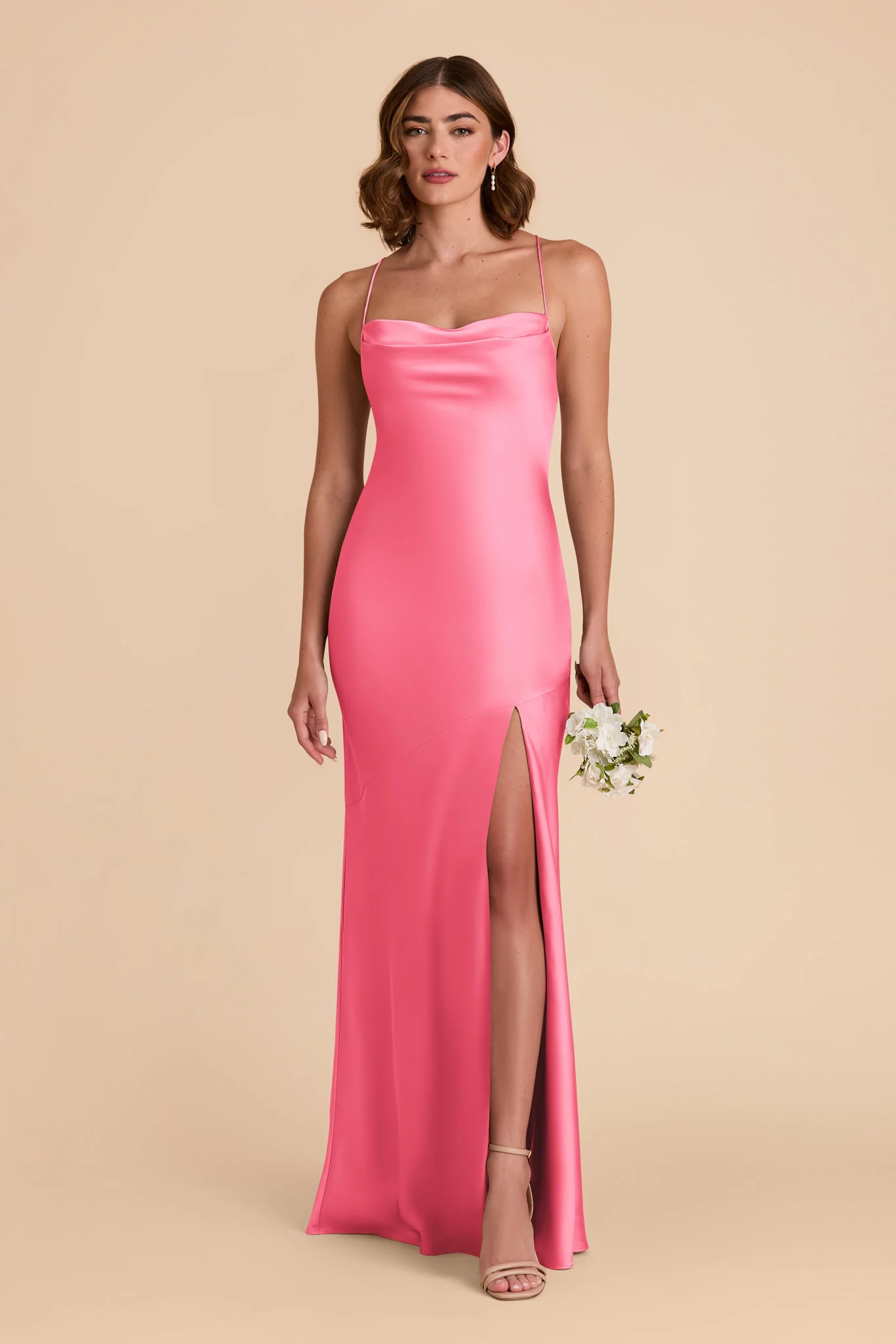 Olivia Matte Satin Dress - Bon Bon Pink - Image 3