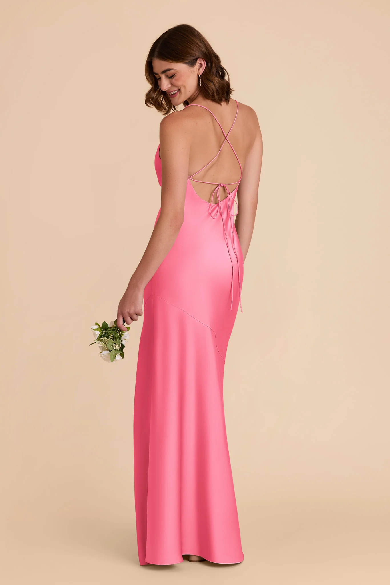 Olivia Matte Satin Dress - Bon Bon Pink - Image 5