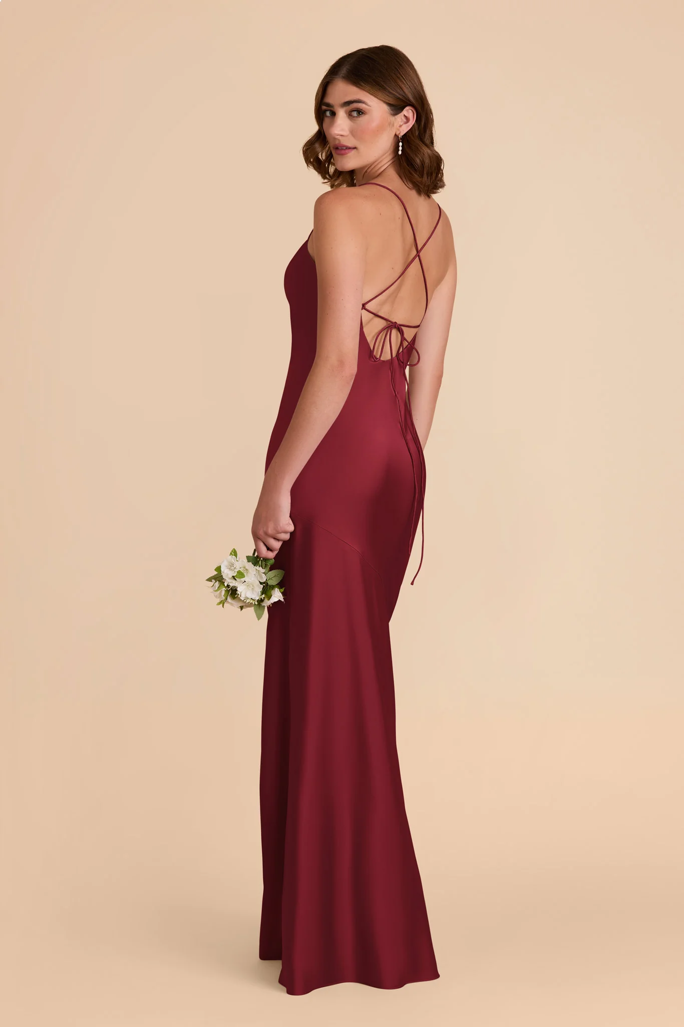Olivia Matte Satin Dress - Burgundy - Image 4