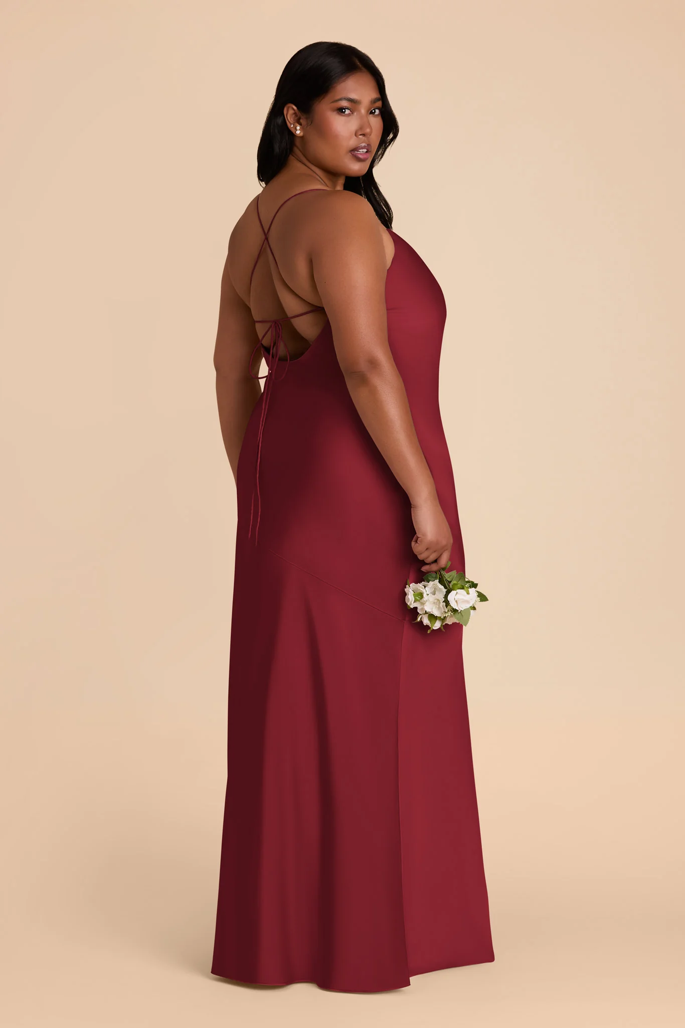 Olivia Matte Satin Dress - Burgundy - Image 7