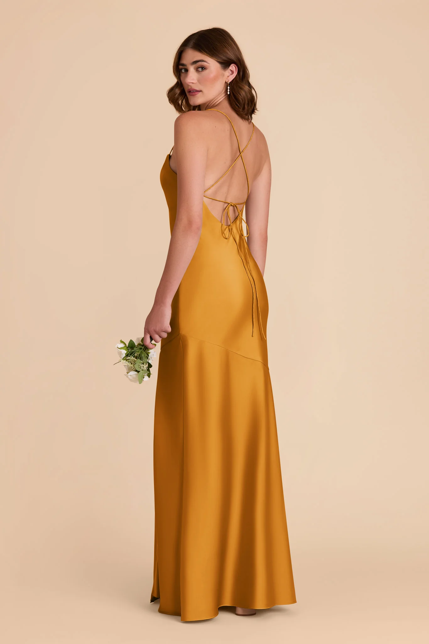 Olivia Matte Satin Dress - Butterscotch - Image 4