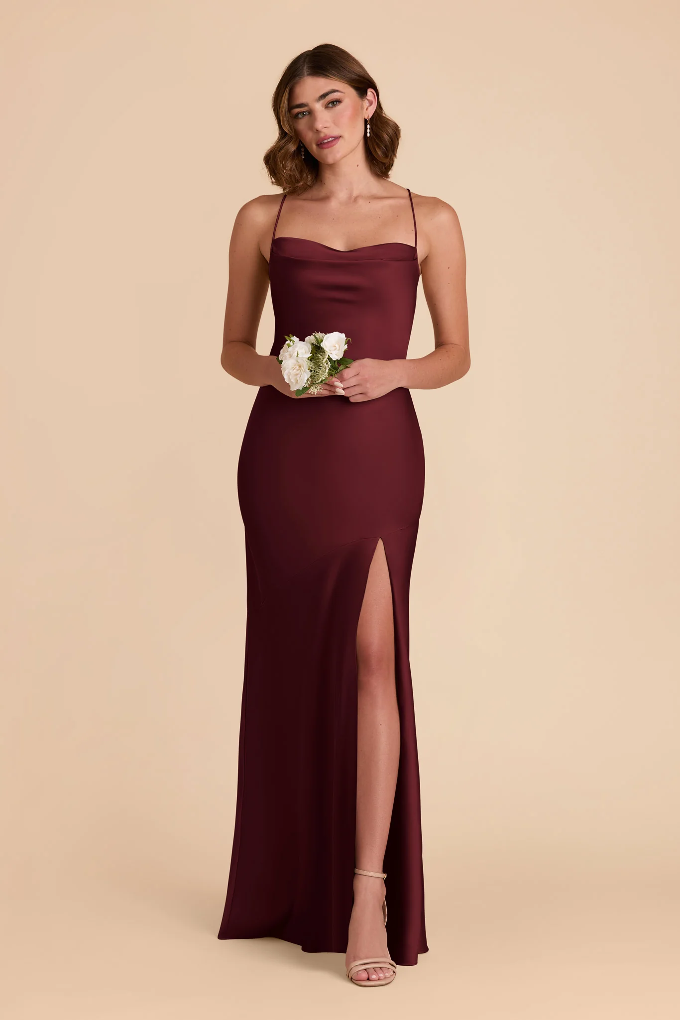 Olivia Matte Satin Dress - Cabernet - Image 3