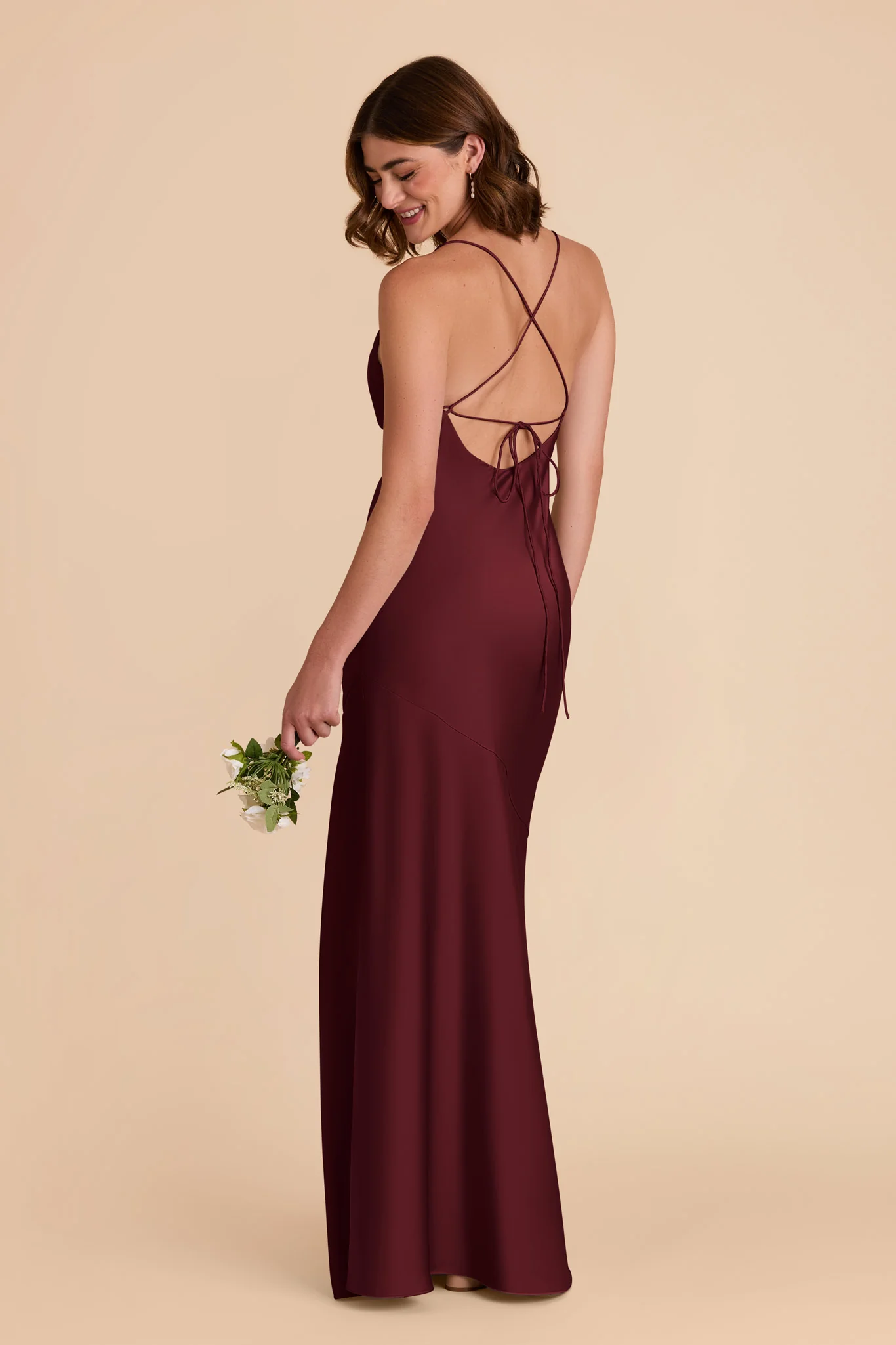 Olivia Matte Satin Dress - Cabernet - Image 5