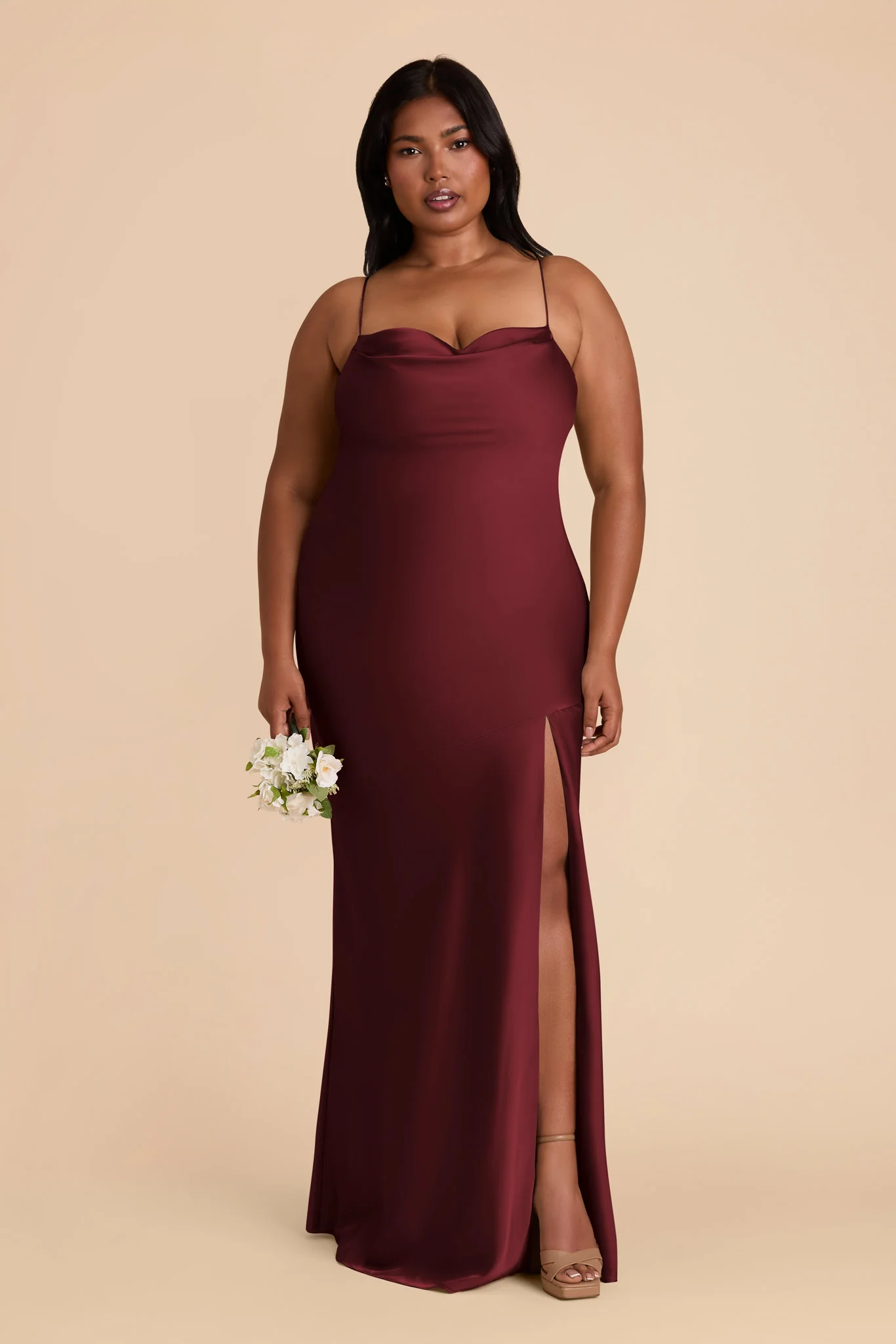 Olivia Matte Satin Dress - Cabernet - Image 7