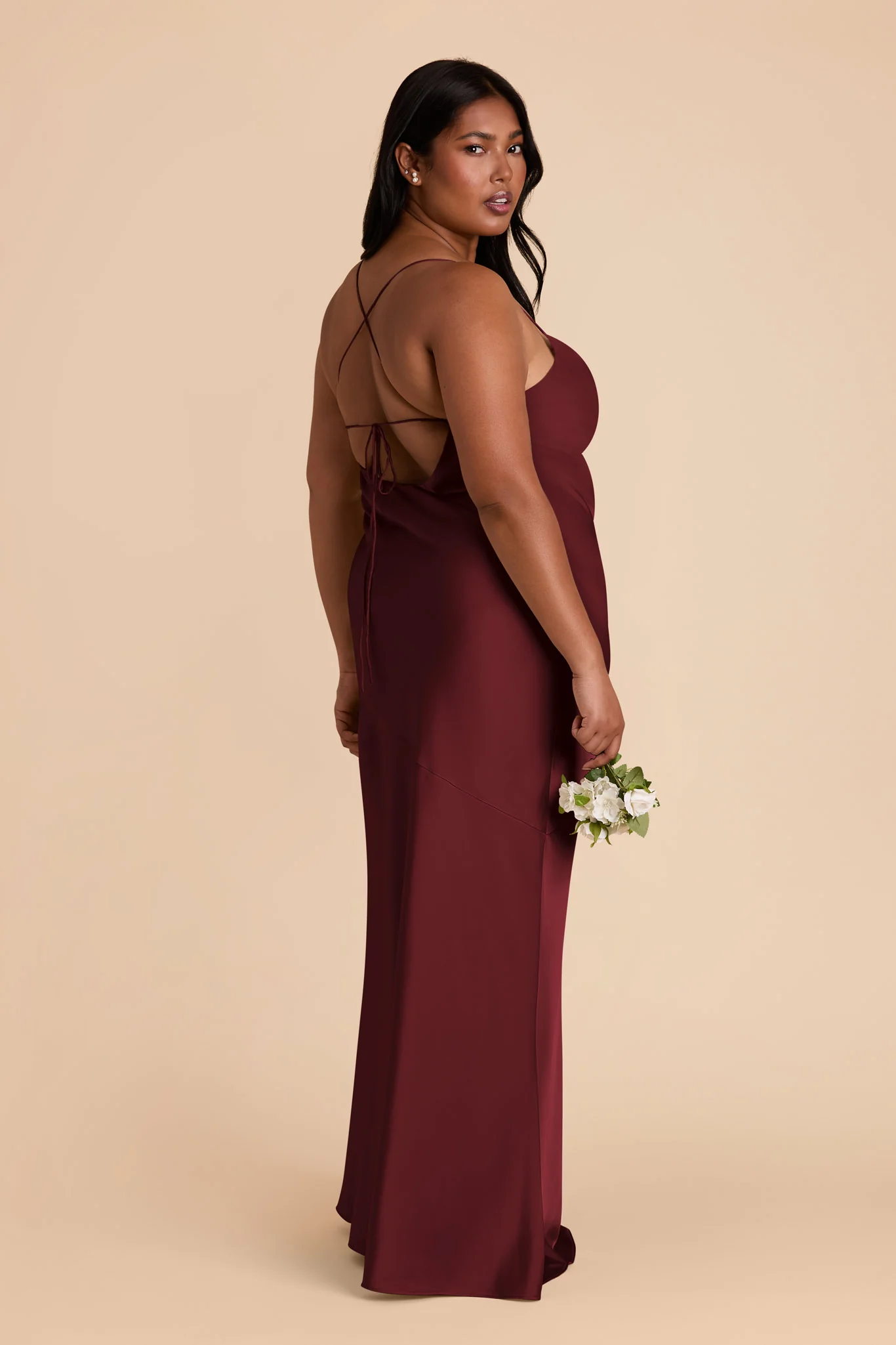 Olivia Matte Satin Dress - Cabernet - Image 8