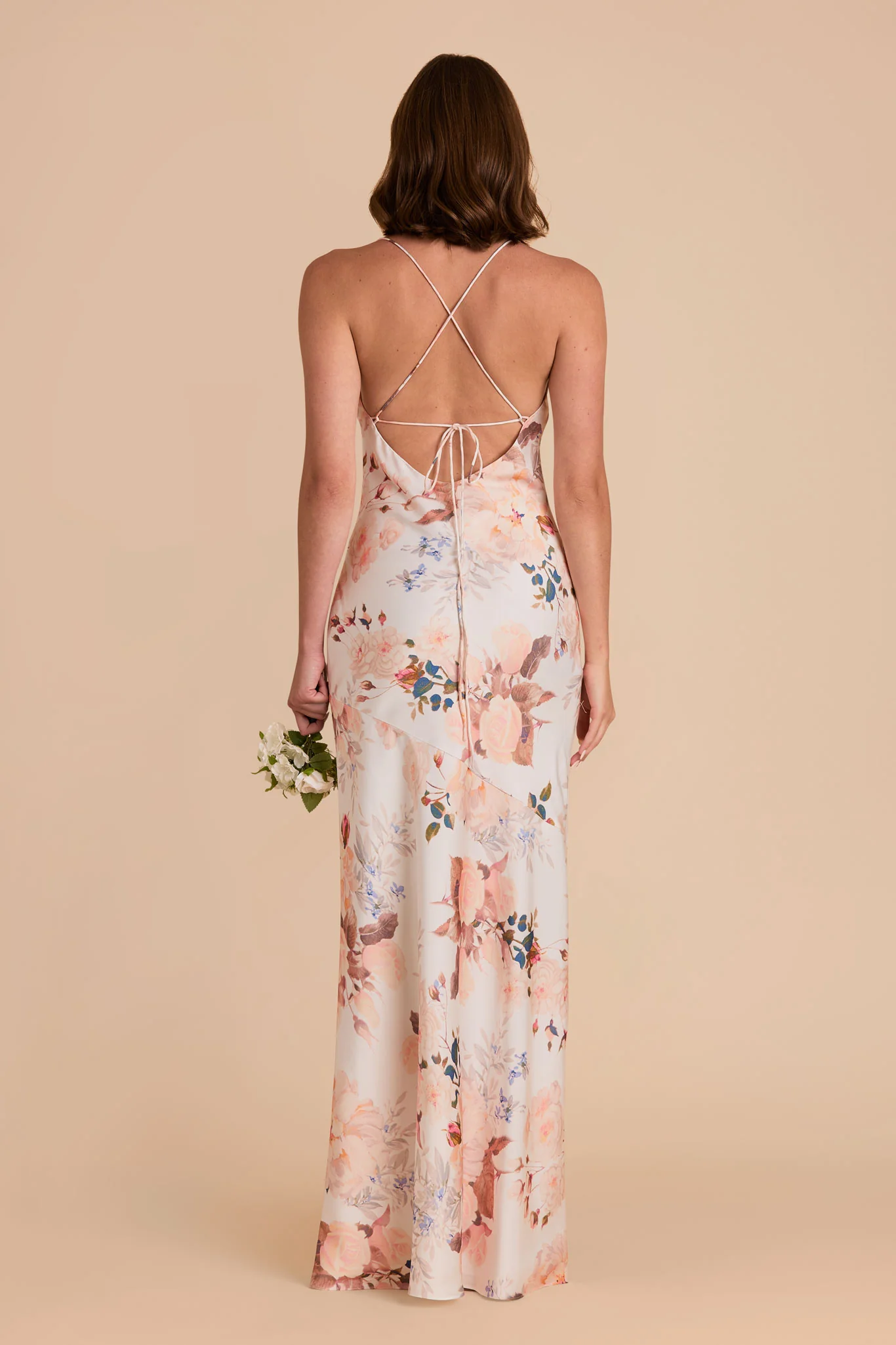 Olivia Matte Satin Dress - Champagne Cascadia Bouquet - Image 5