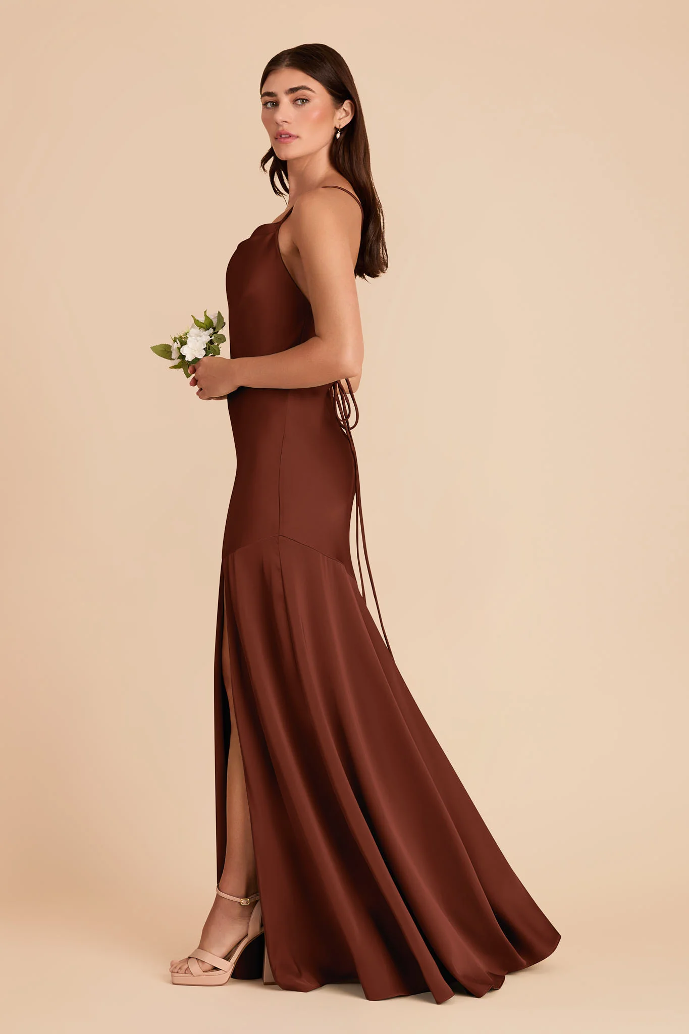 Olivia Matte Satin Dress - Cognac - Image 4