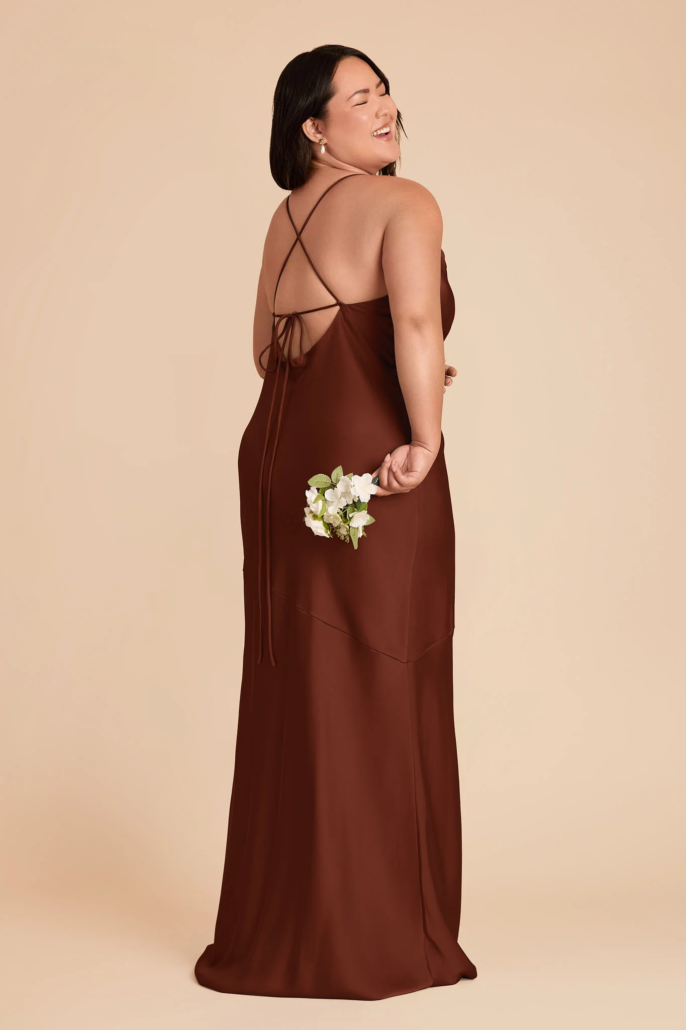 Olivia Matte Satin Dress - Cognac - Image 7