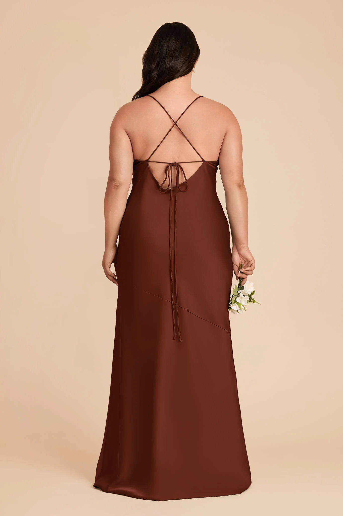 Olivia Matte Satin Dress - Cognac - Image 8