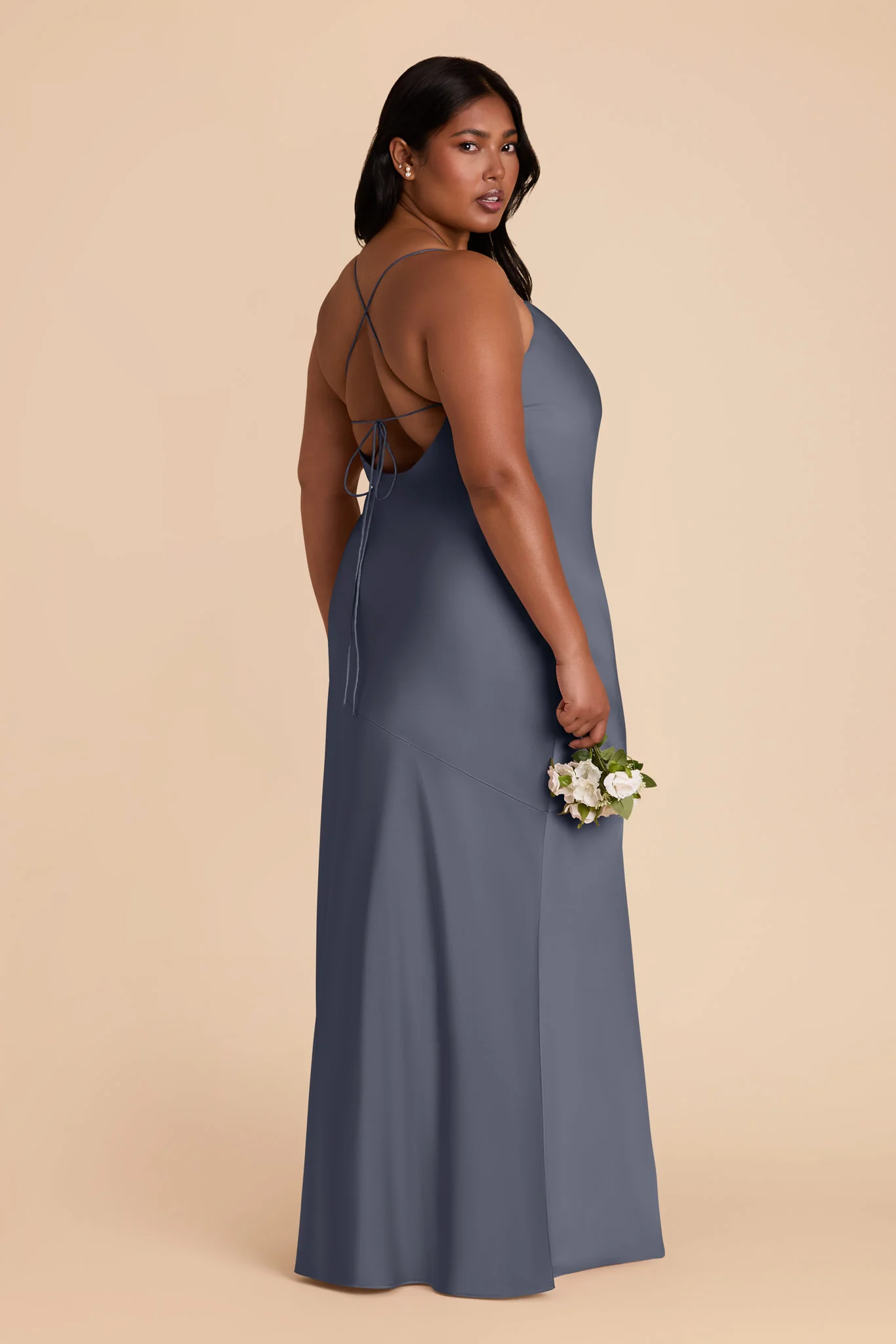 Olivia Matte Satin Dress - Dusk Blue - Image 6