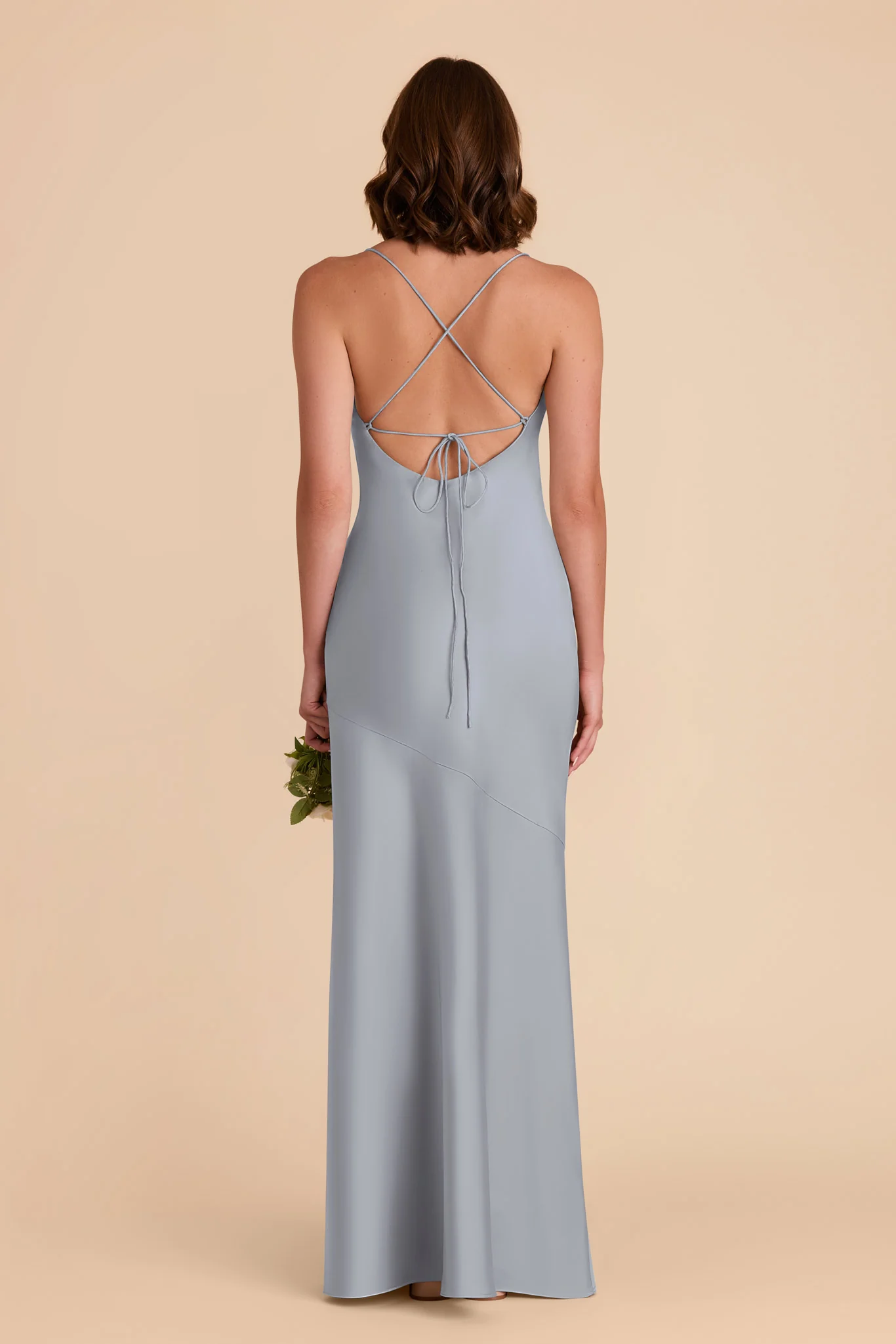 Olivia Matte Satin Dress - Dusty Blue - Image 6