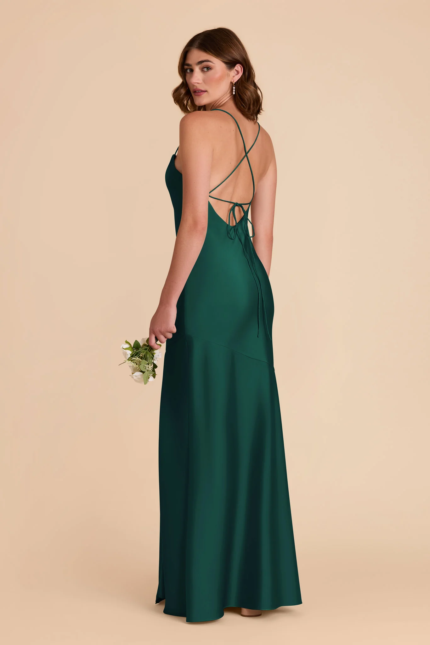 Olivia Matte Satin Dress - Emerald - Image 4