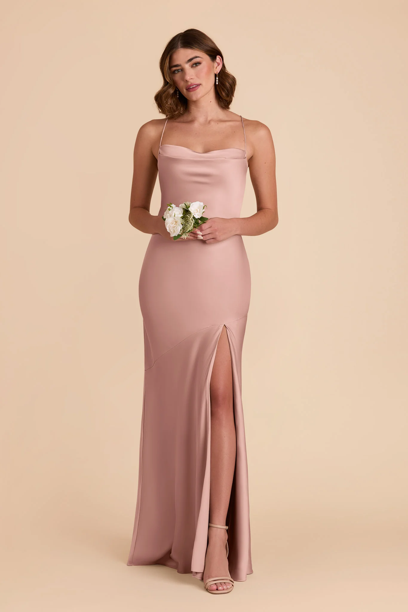 Olivia Matte Satin Dress - English Rose - Image 3