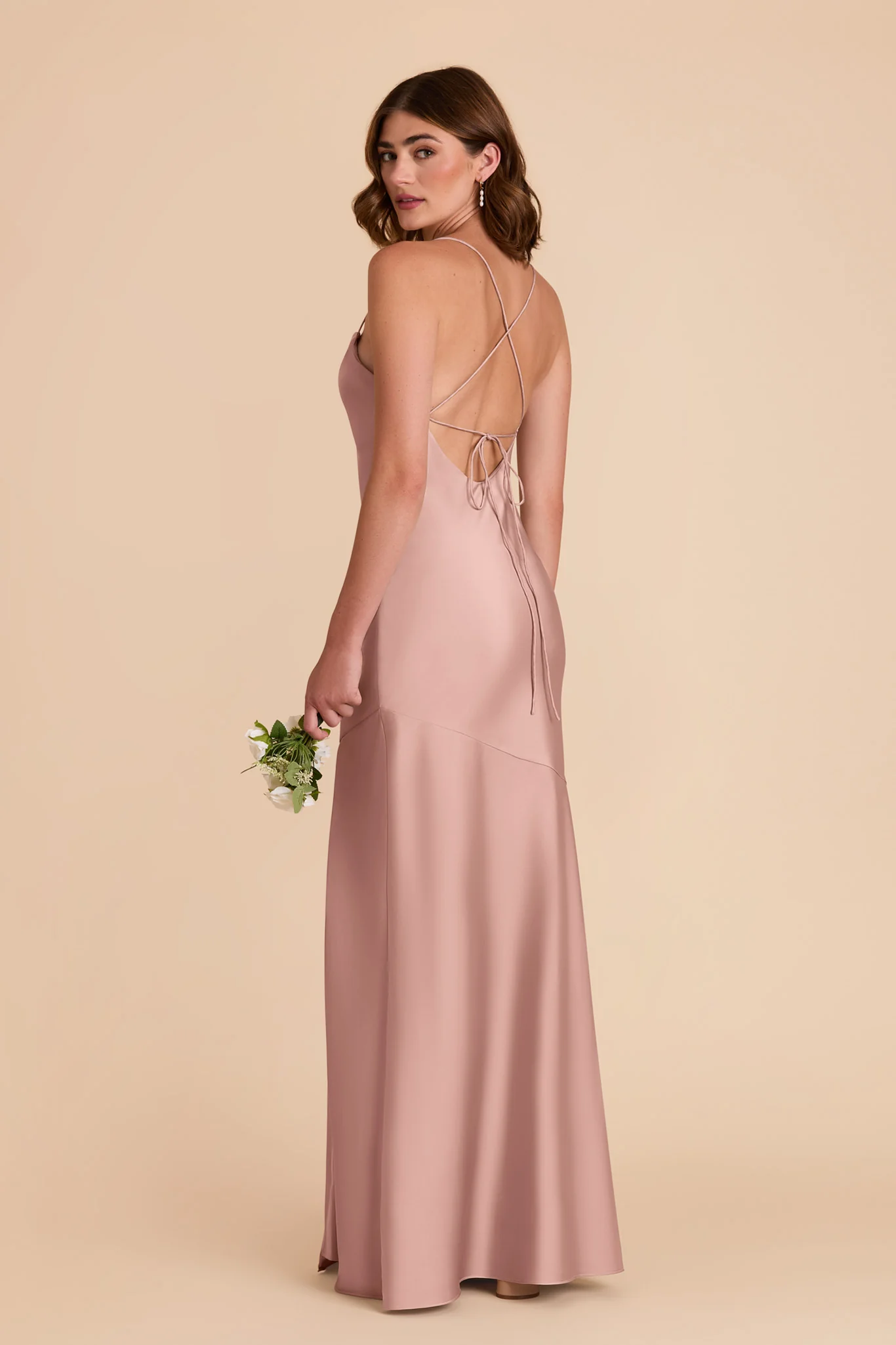 Olivia Matte Satin Dress - English Rose - Image 4
