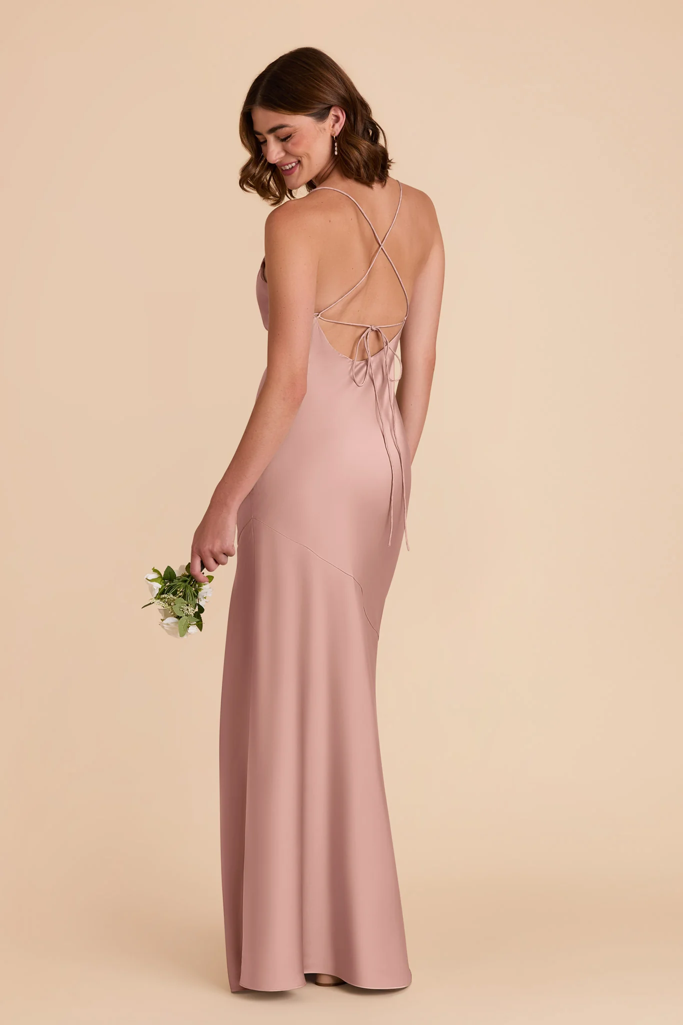 Olivia Matte Satin Dress - English Rose - Image 5