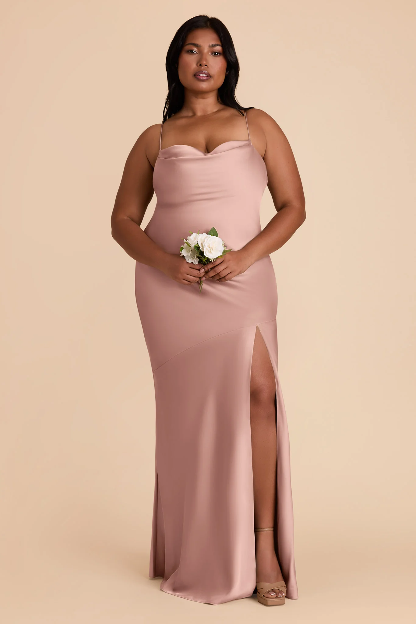 Olivia Matte Satin Dress - English Rose - Image 7