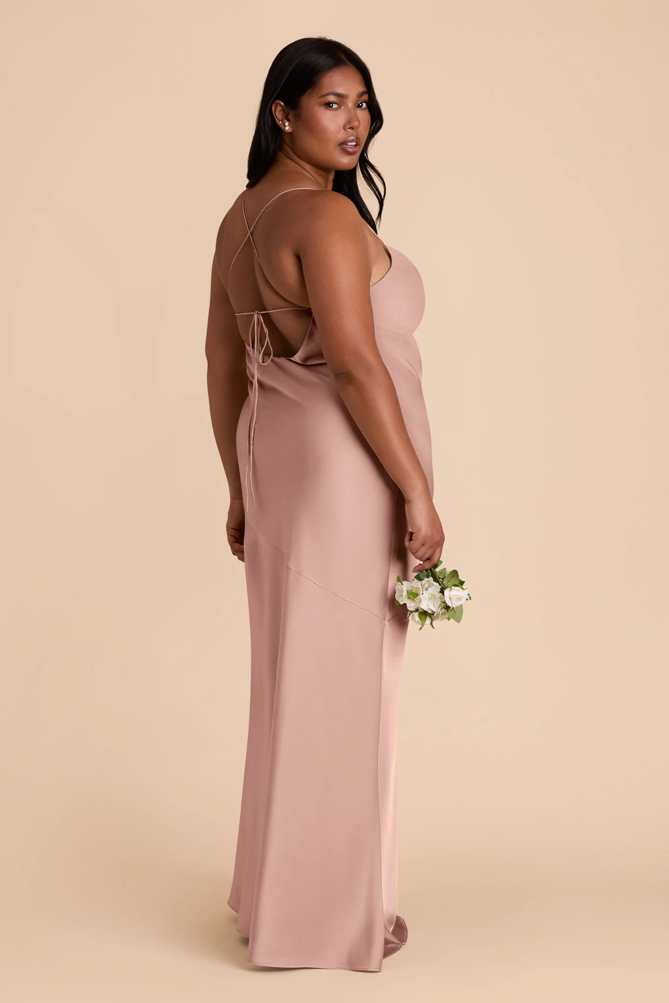 Olivia Matte Satin Dress - English Rose - Image 8