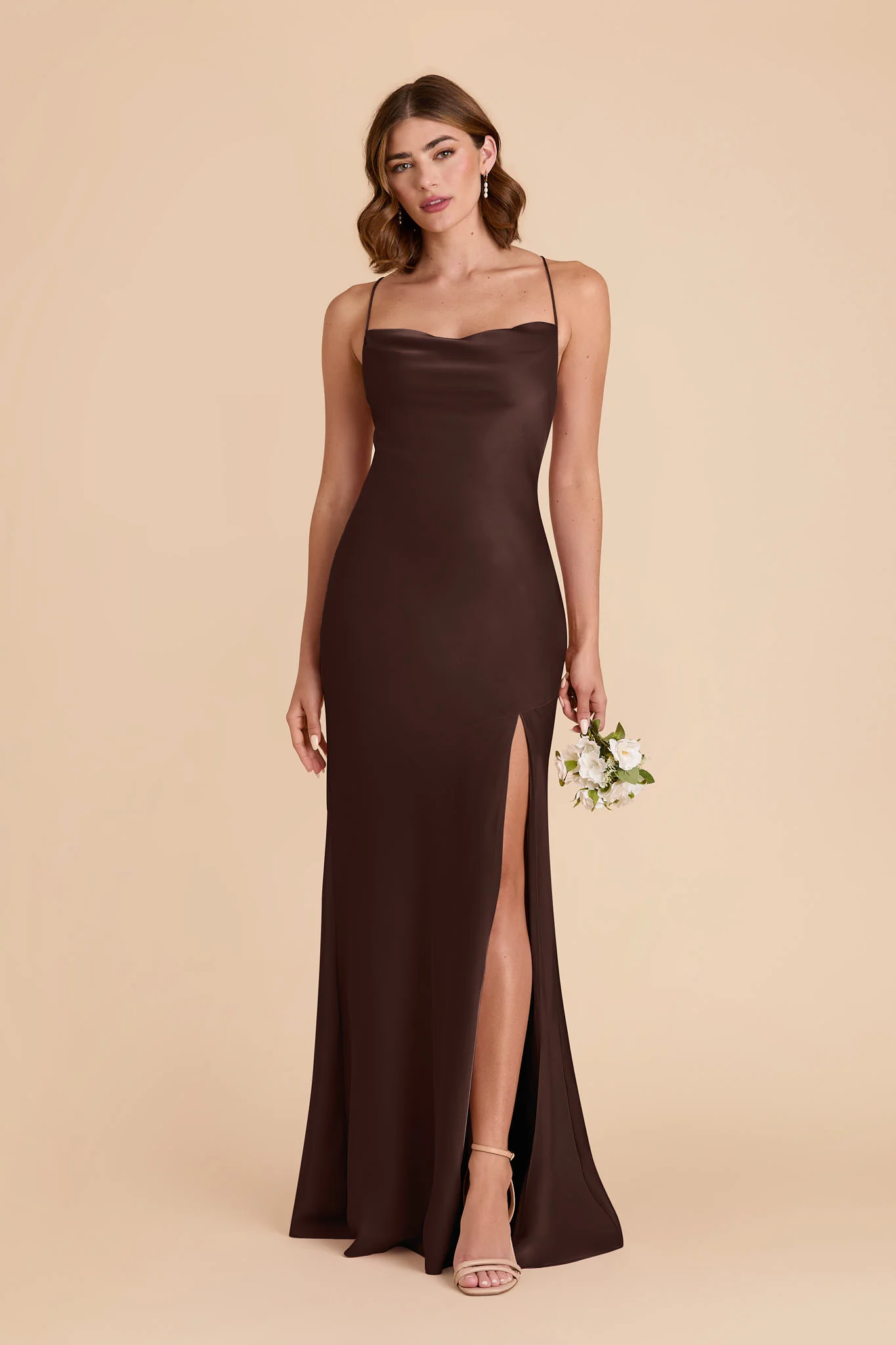 Olivia Matte Satin Dress - Espresso