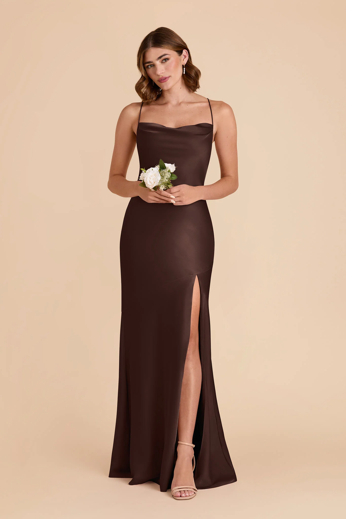 Olivia Matte Satin Dress - Espresso - Image 3