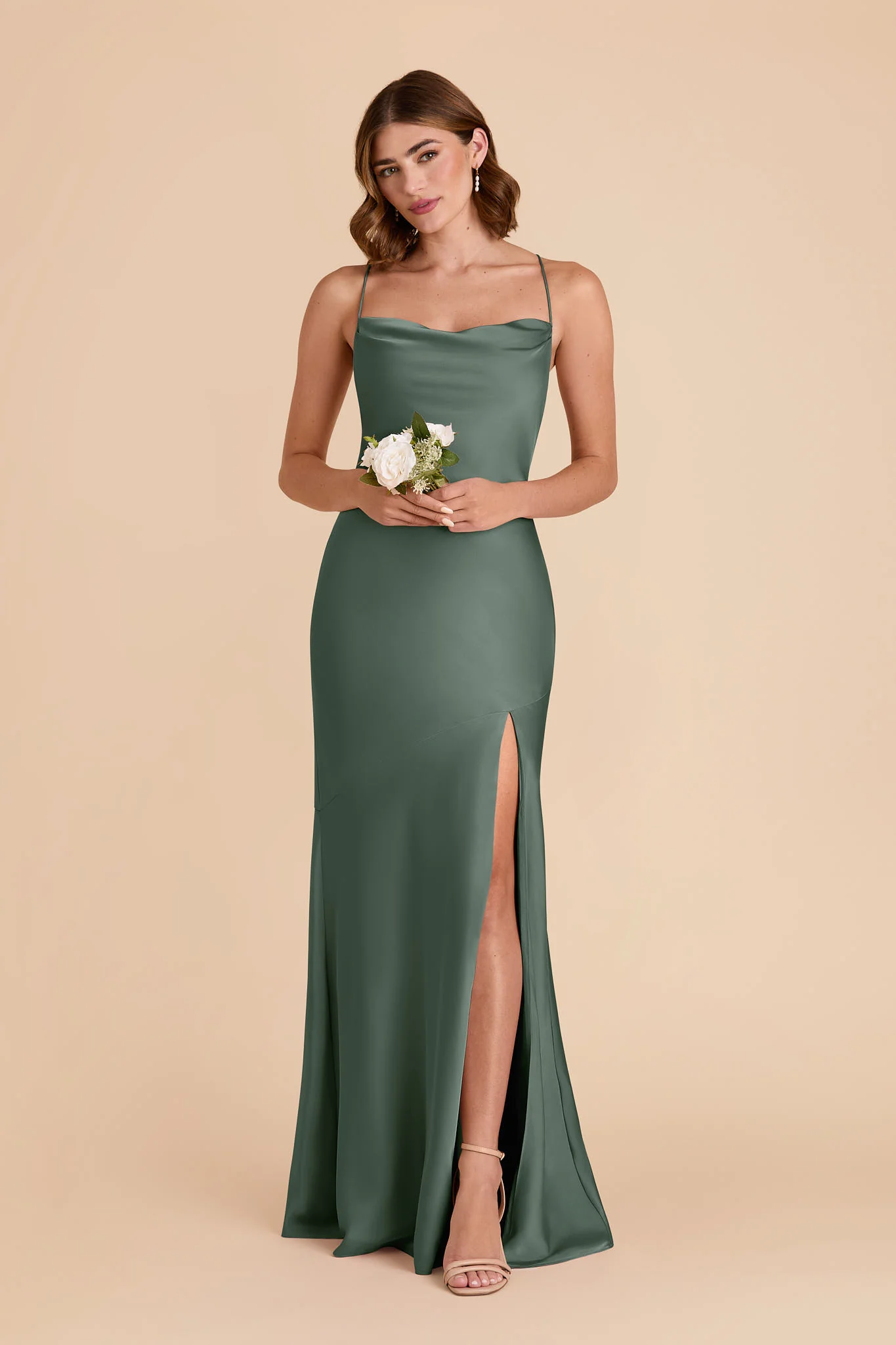 Olivia Matte Satin Dress - Eucalyptus - Image 3