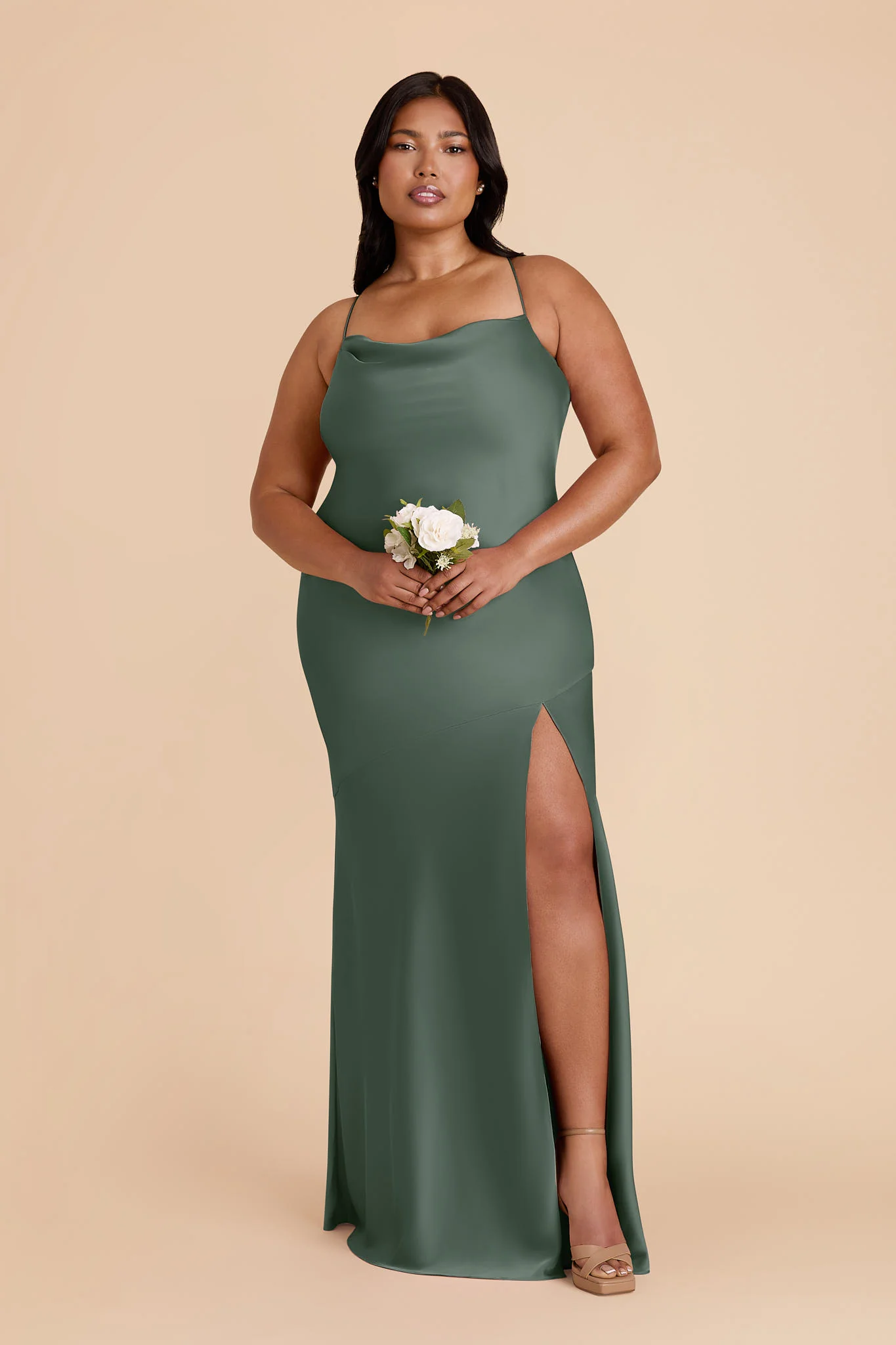 Olivia Matte Satin Dress - Eucalyptus - Image 6
