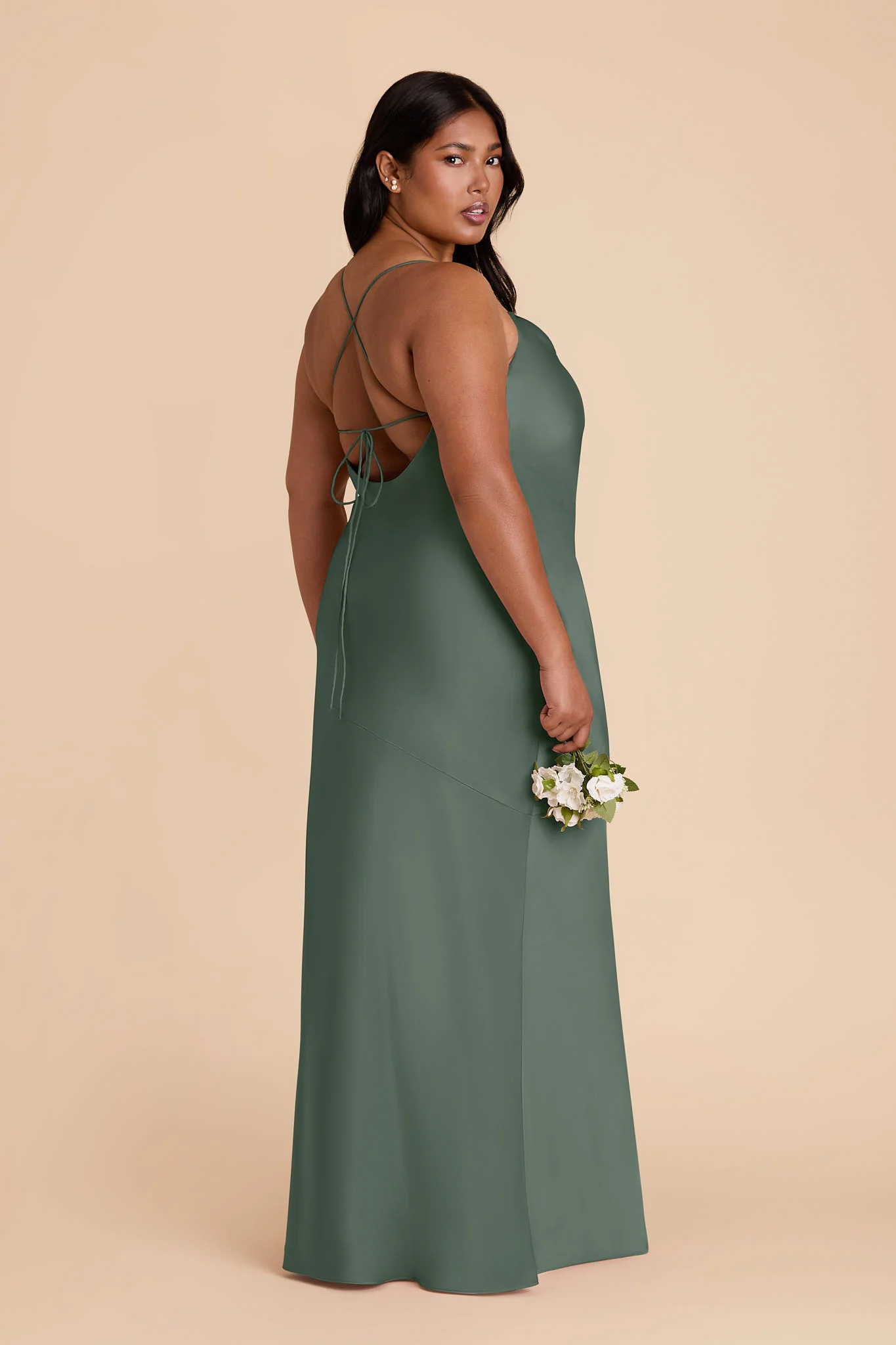 Olivia Matte Satin Dress - Eucalyptus - Image 7