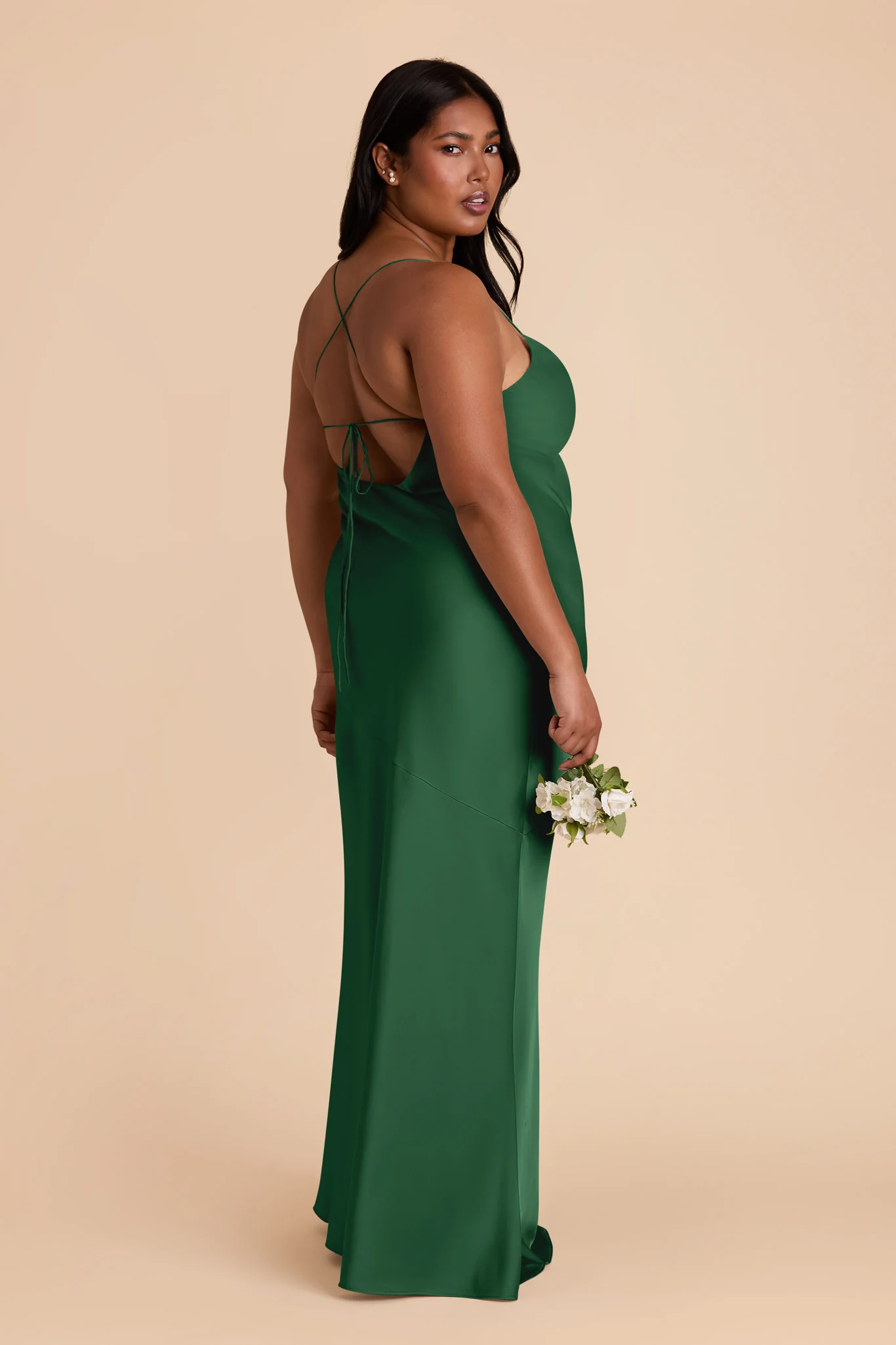 Olivia Matte Satin Dress - Forest Green - Image 8