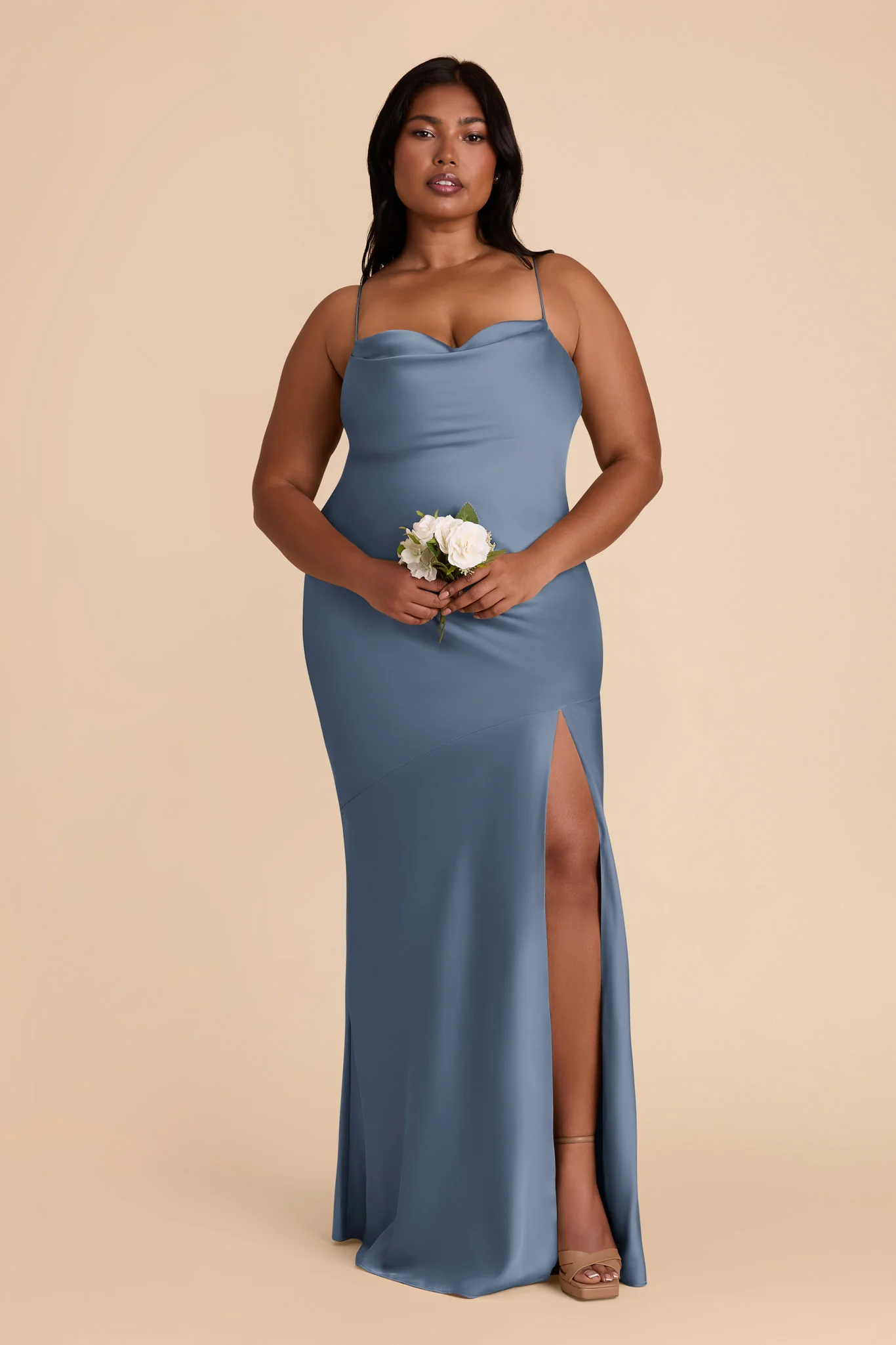 Olivia Matte Satin Dress - French Blue - Image 2