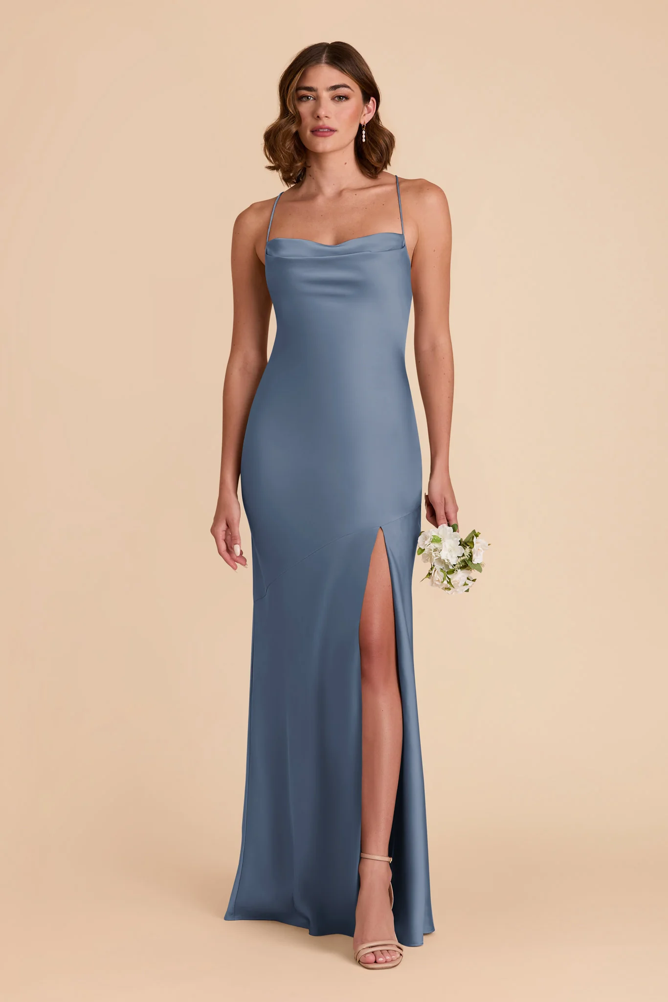 Olivia Matte Satin Dress - French Blue - Image 3