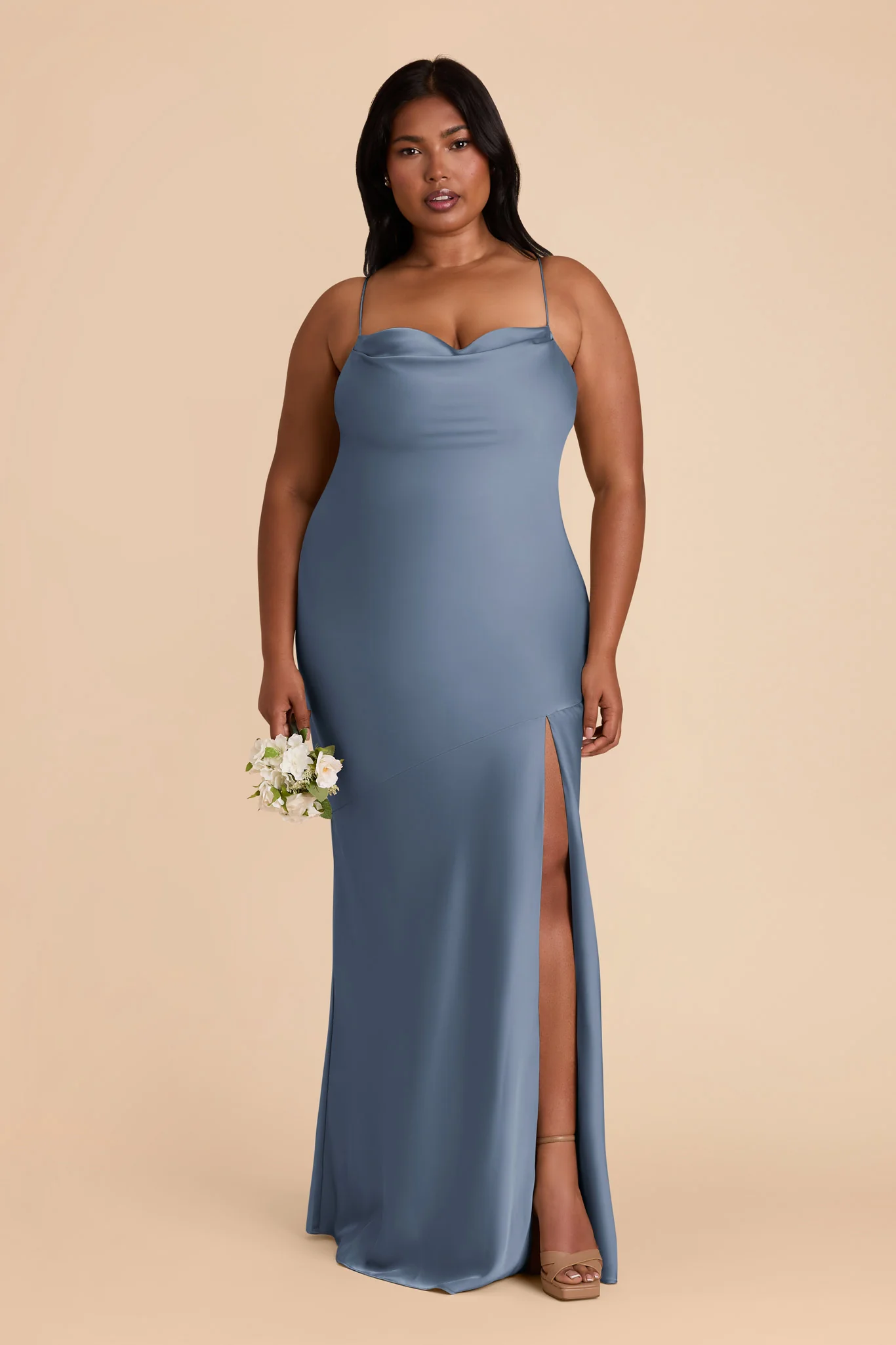 Olivia Matte Satin Dress - French Blue - Image 7