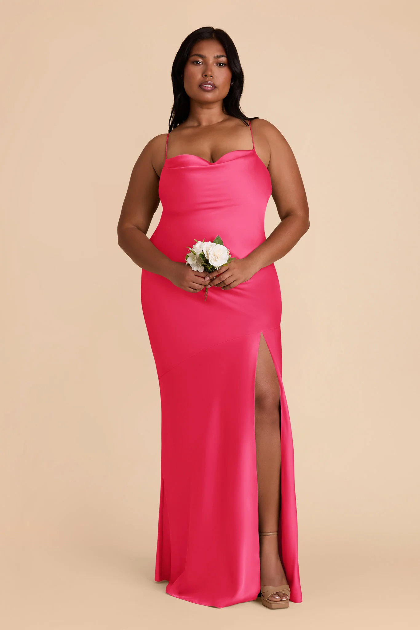 Olivia Matte Satin Dress - Fuchsia - Image 7