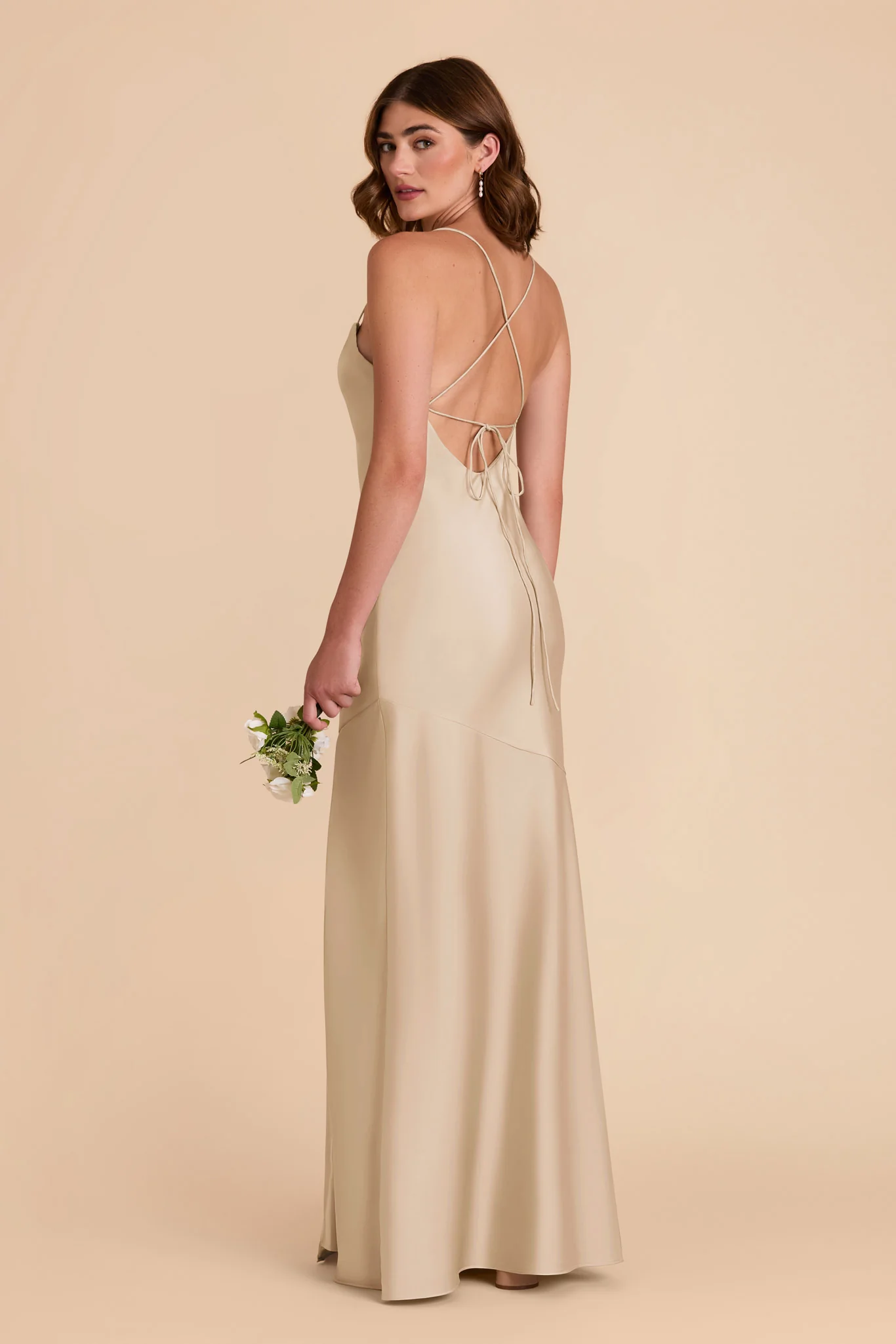 Olivia Matte Satin Dress - Gold - Image 4
