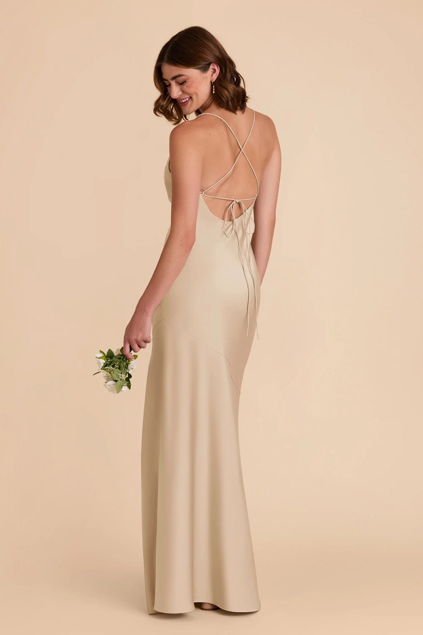 Olivia Matte Satin Dress - Gold - Image 5