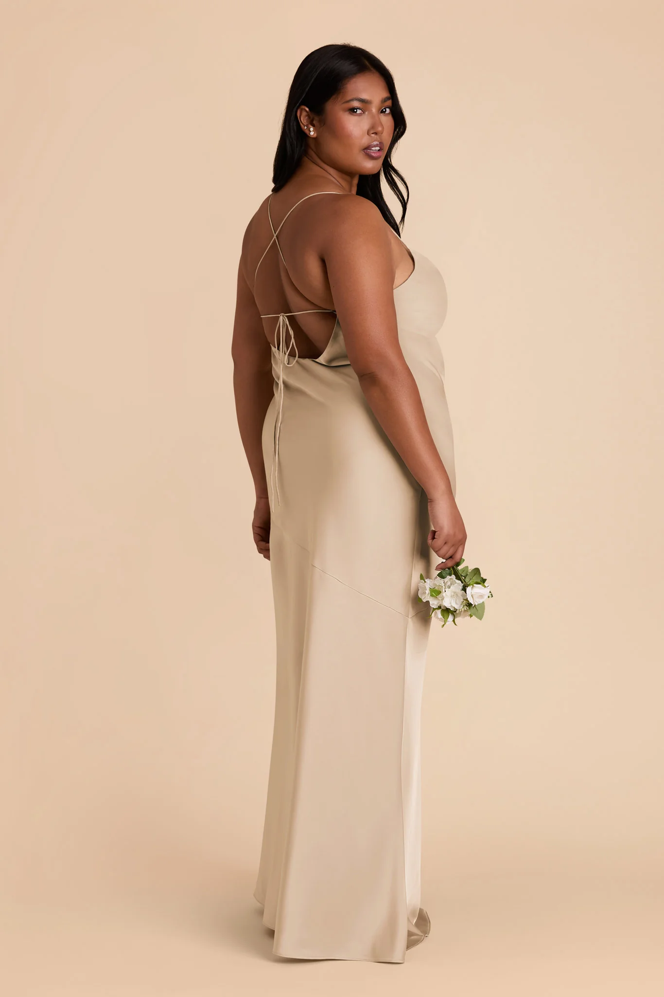 Olivia Matte Satin Dress - Gold - Image 8