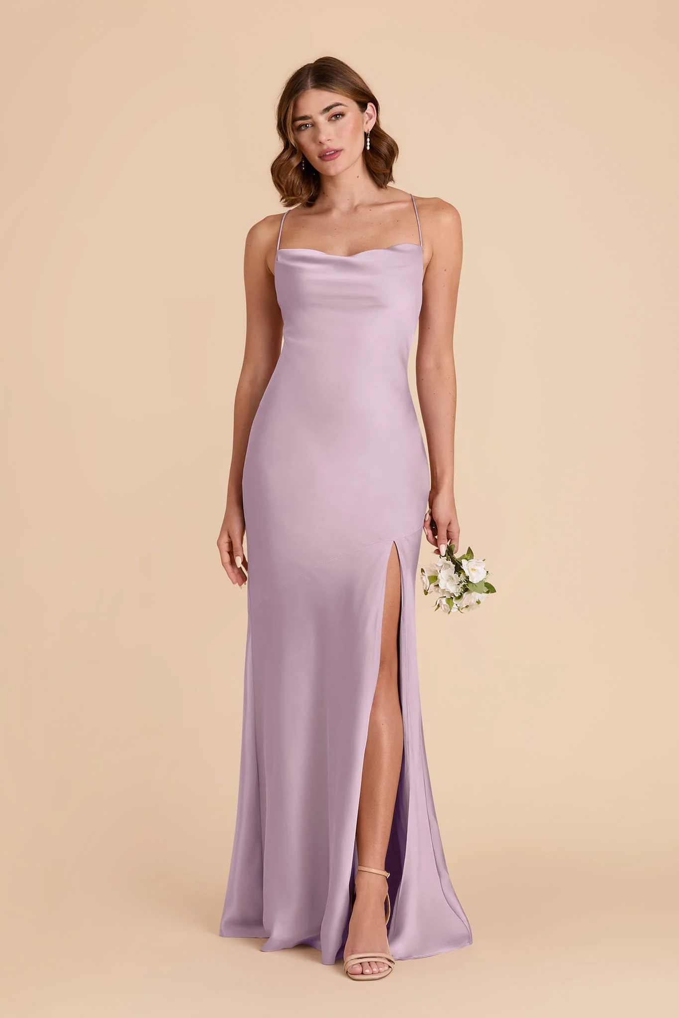 Olivia Matte Satin Dress - Lavender