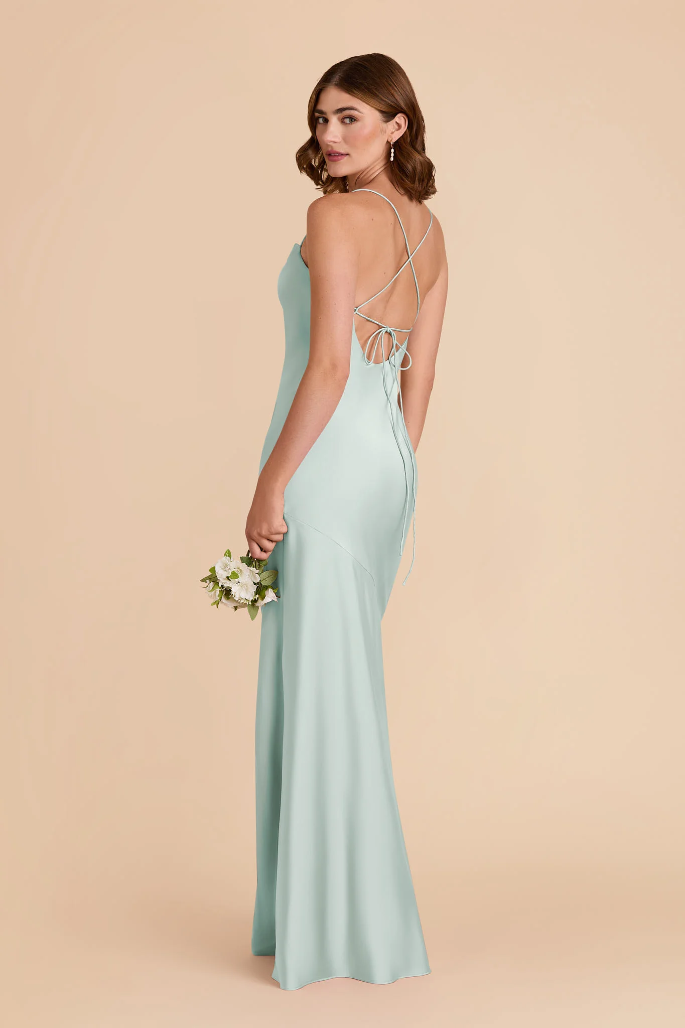 Olivia Matte Satin Dress - Mint - Image 4