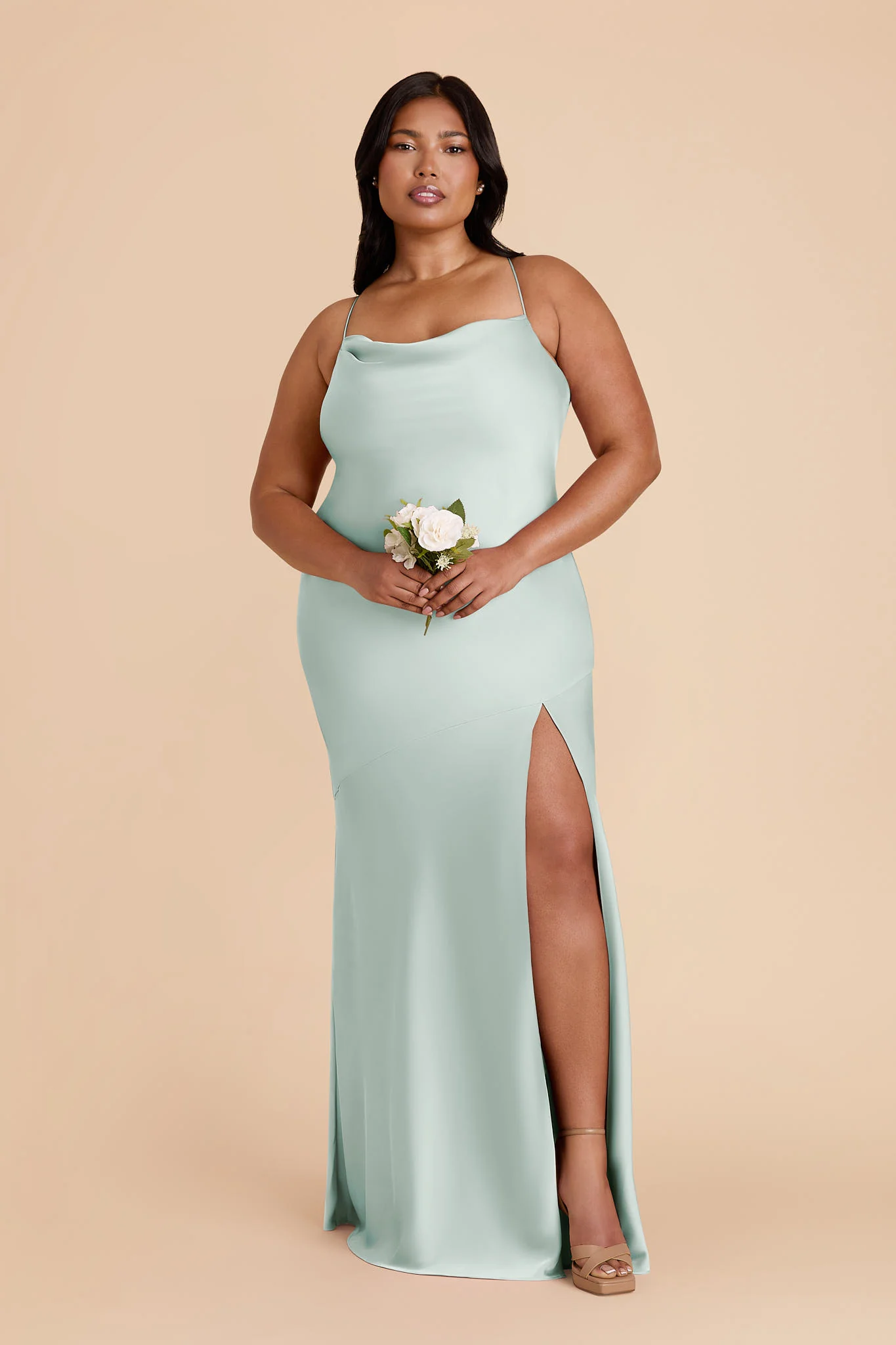 Olivia Matte Satin Dress - Mint - Image 6