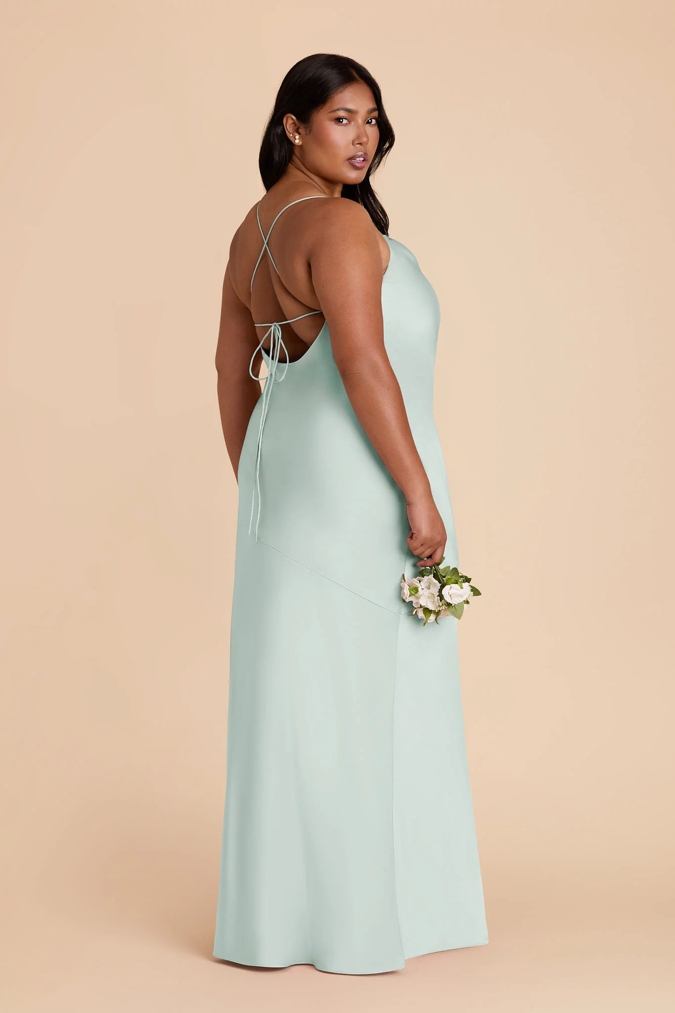 Olivia Matte Satin Dress - Mint - Image 7