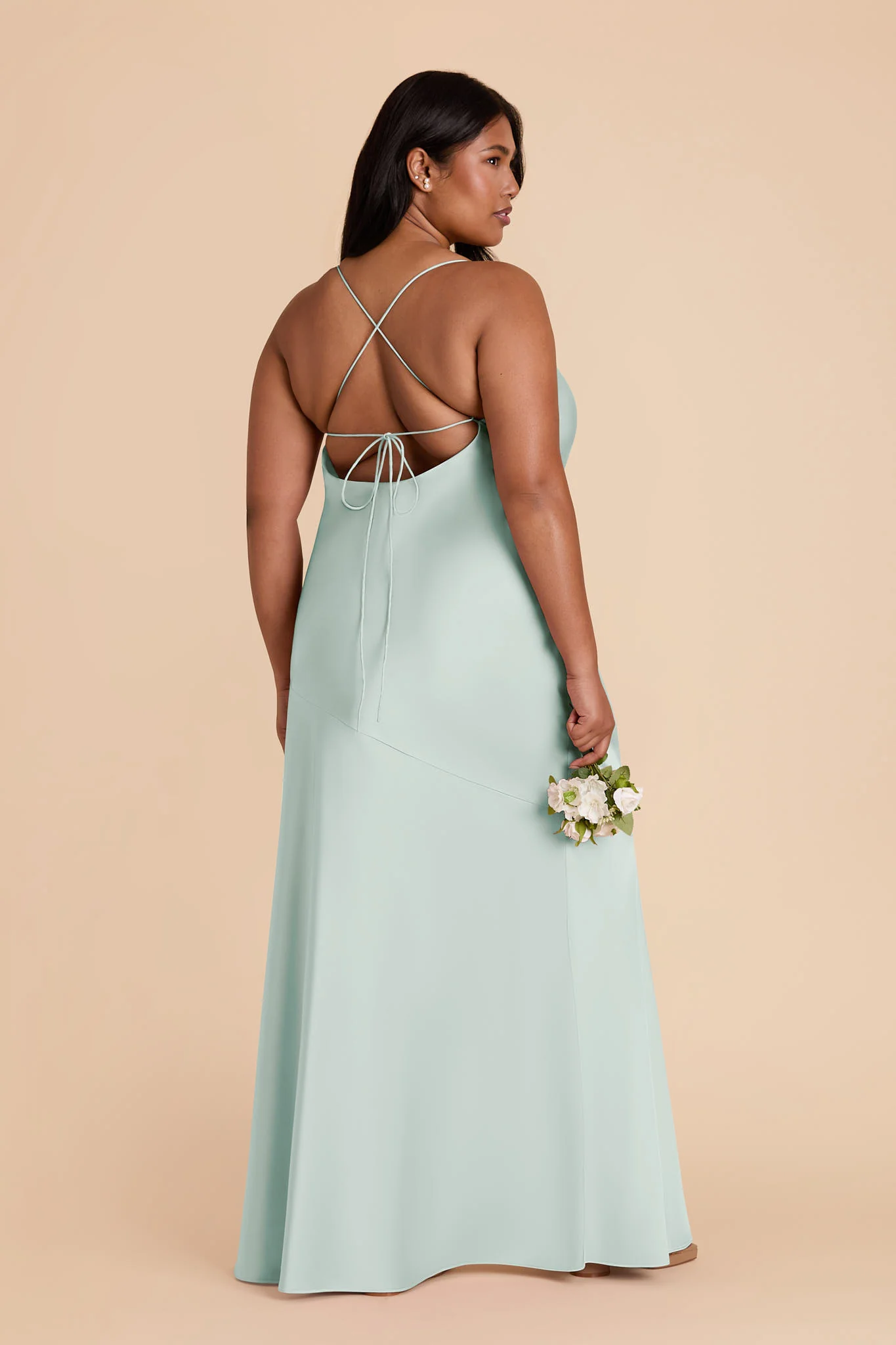 Olivia Matte Satin Dress - Mint - Image 8